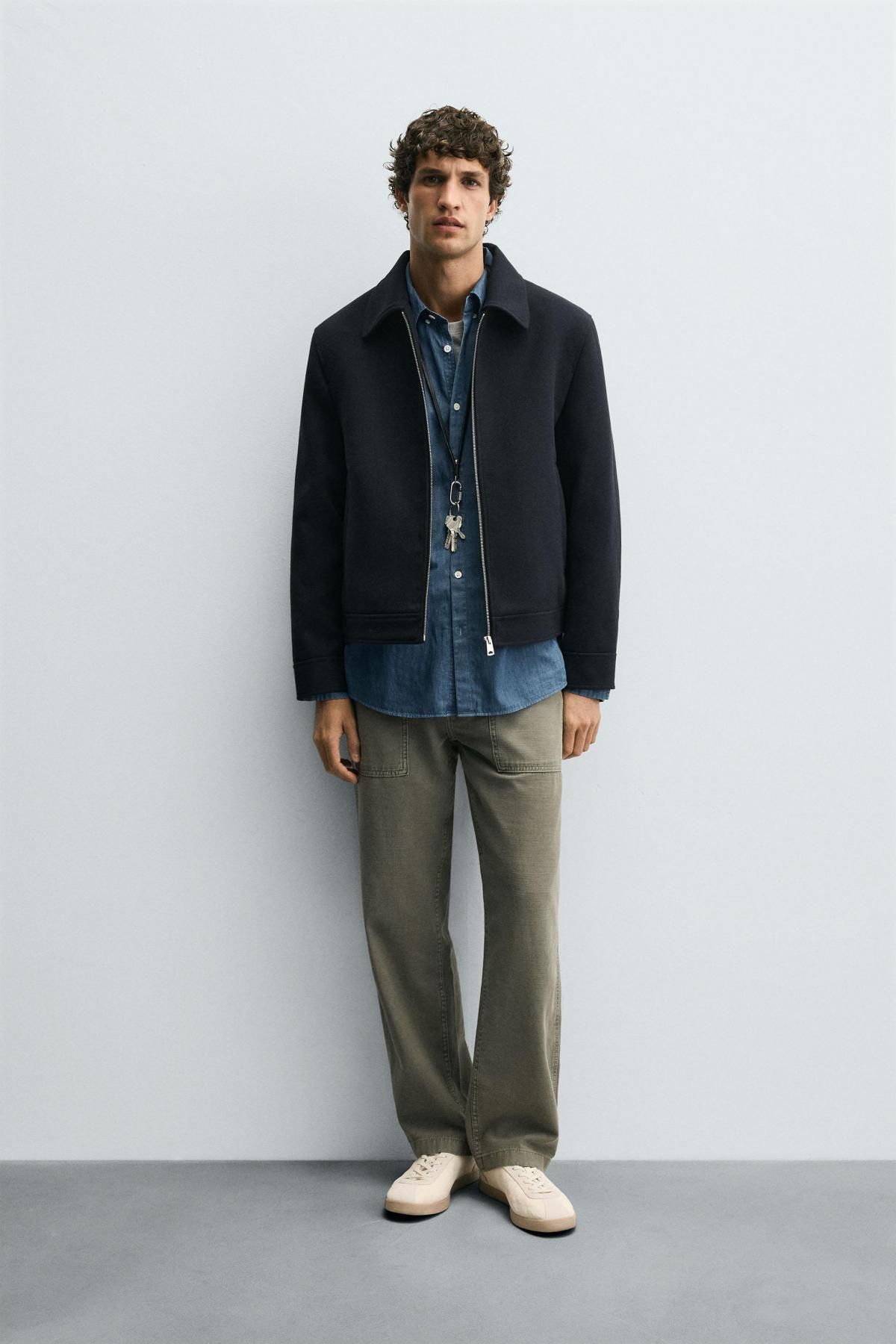 자라 미니멀 울 이펙트 집업 재킷 3286/200 NAVY BLUE - 상세 이미지 2