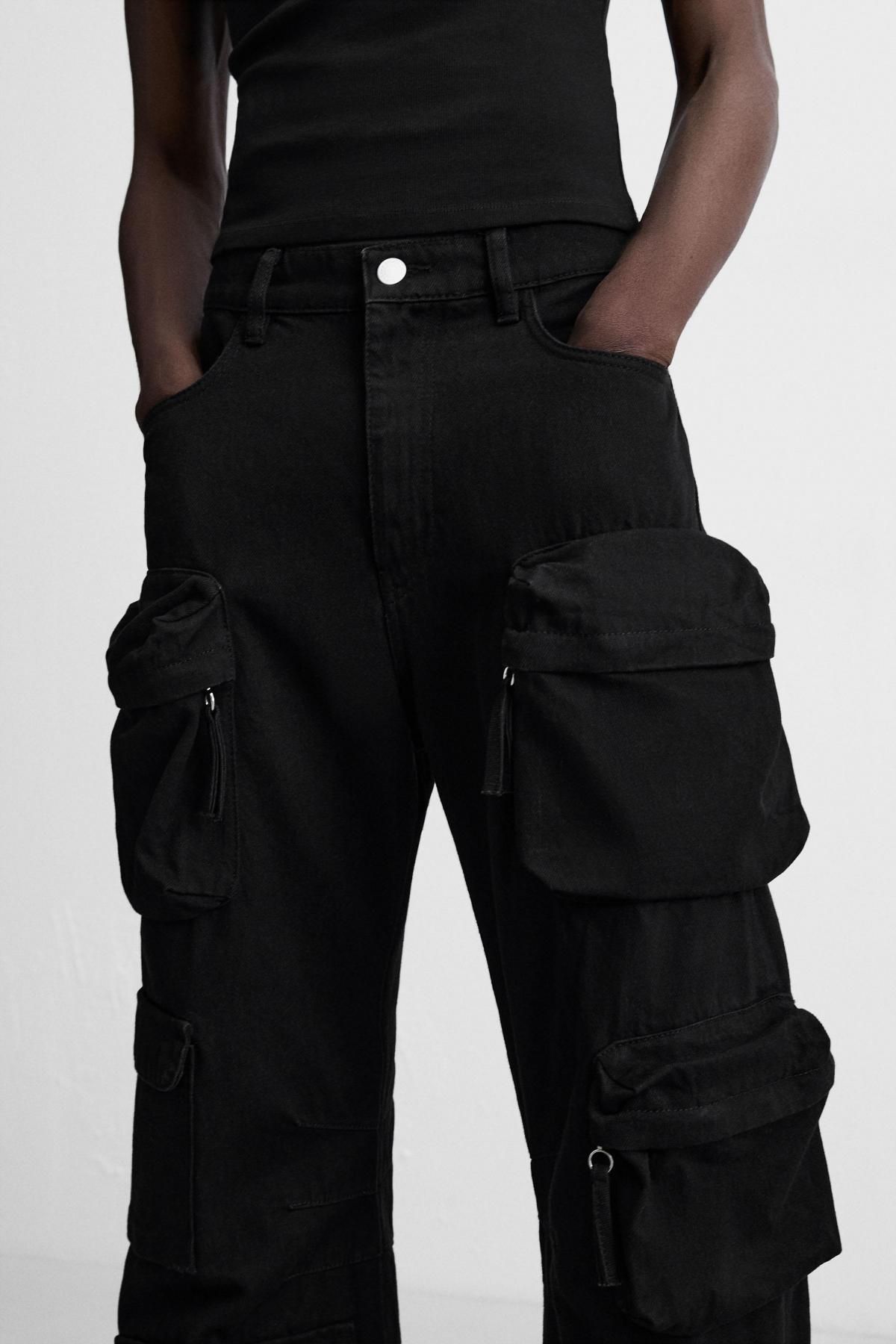 자라 테크니컬 블랙 데님 카고 팬츠 5575/374 BLACK - 상세 이미지 5