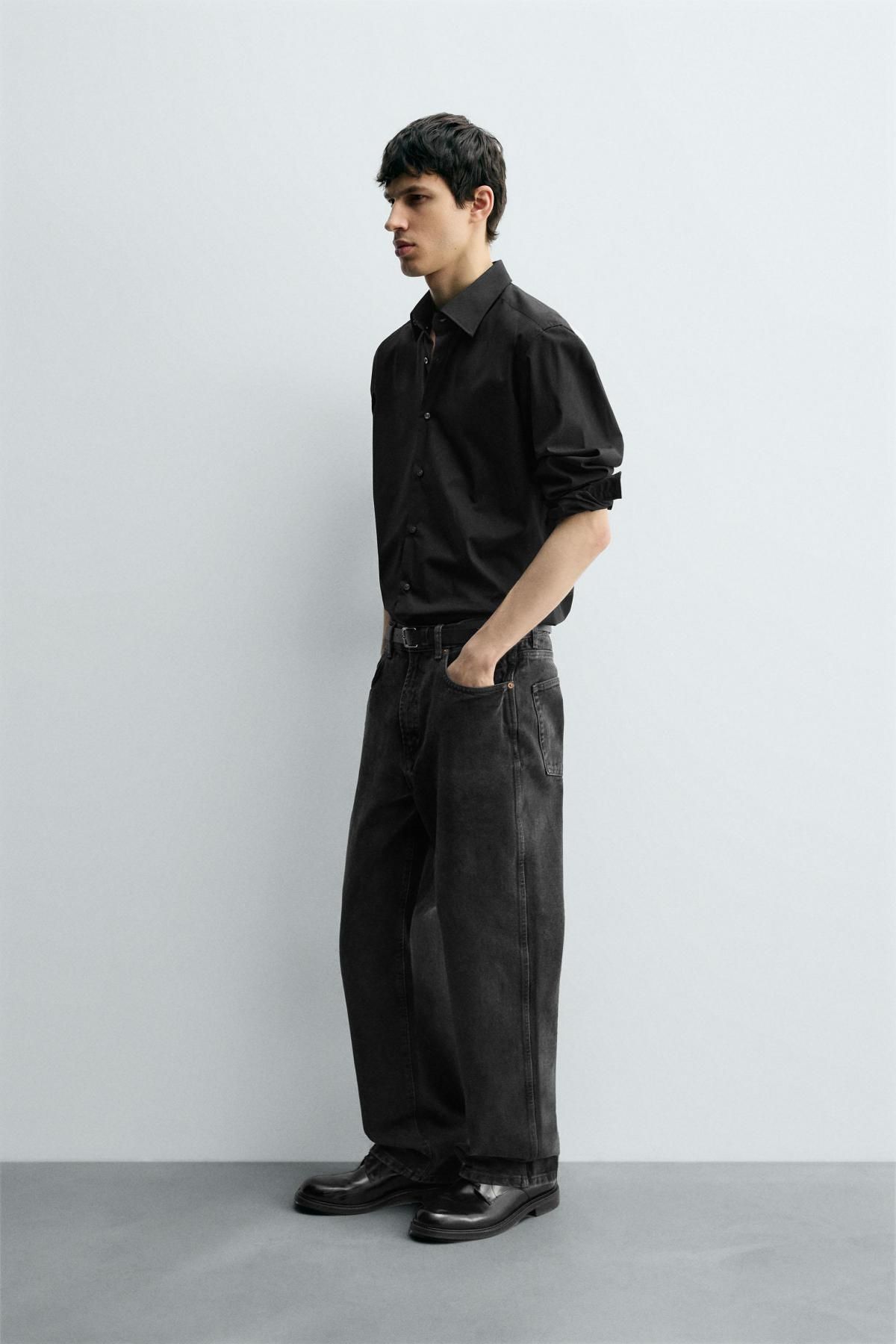 자라 워시드 블랙 릴렉스드 스트레이트핏 청바지 3991/377 CHARCOAL - 상세 이미지 5