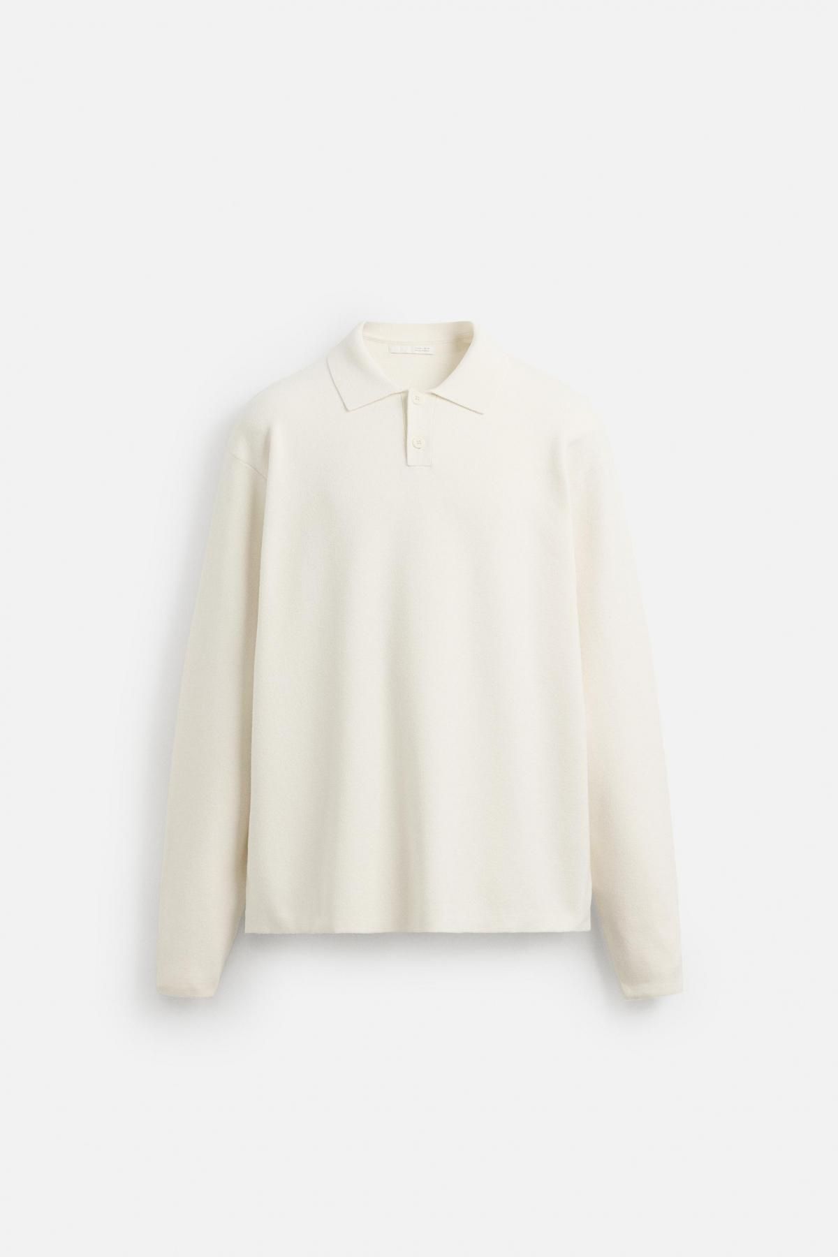 자라 소프트터치 니트 긴팔 폴로 셔츠 5536/320 OYSTER-WHITE - 상품 이미지