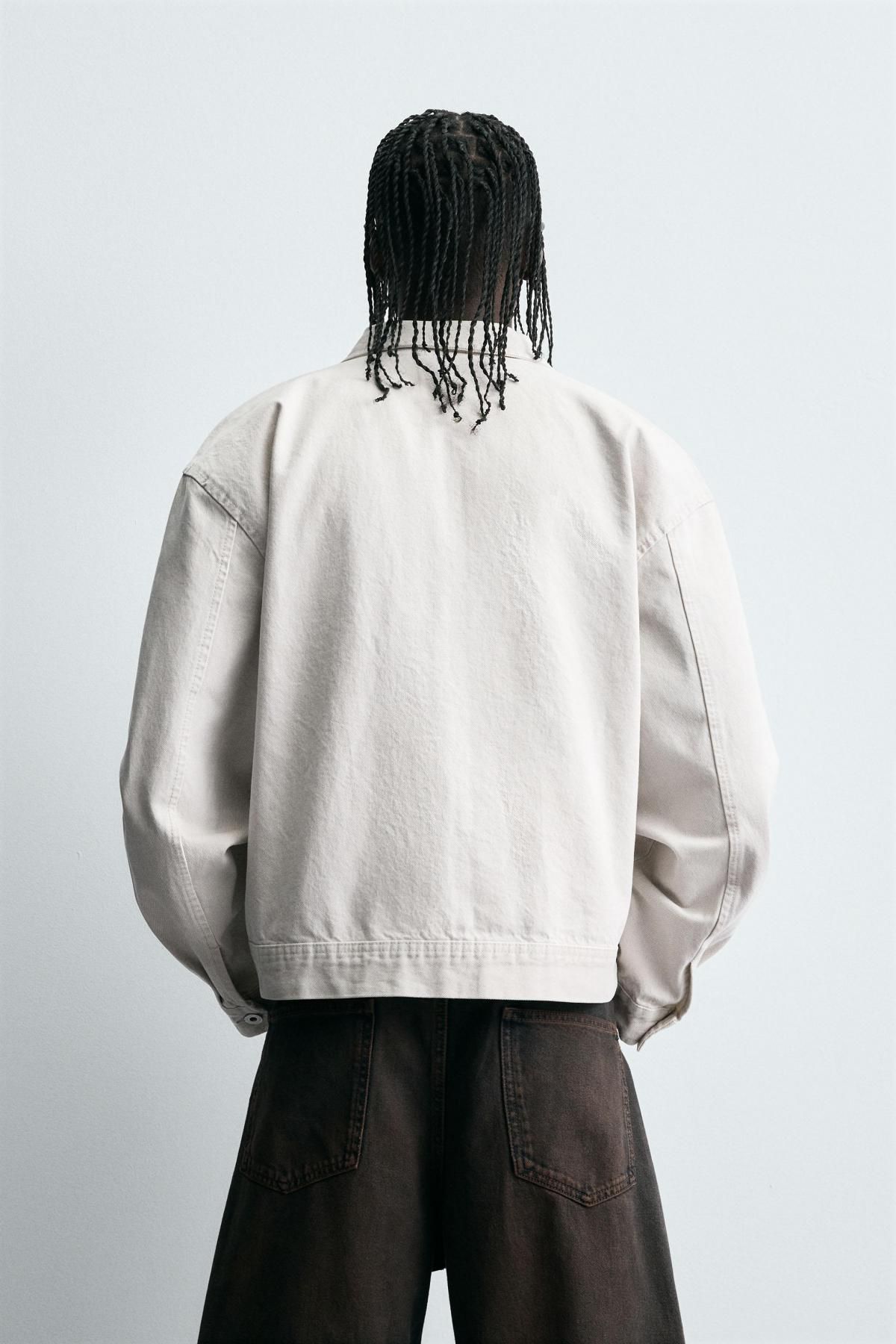 자라 테크니컬 라이트그레이 릴랙스핏 데님 재킷 4551/303 LIGHT GREY - 상세 이미지 4