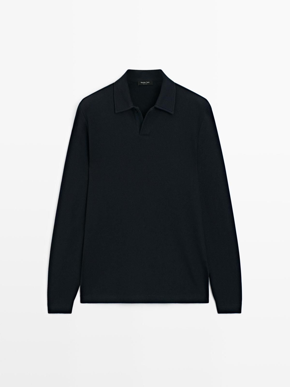마시모두띠 테크니컬 텍스처 긴팔 폴로셔츠 0627/155 NAVY BLUE - 상품 이미지