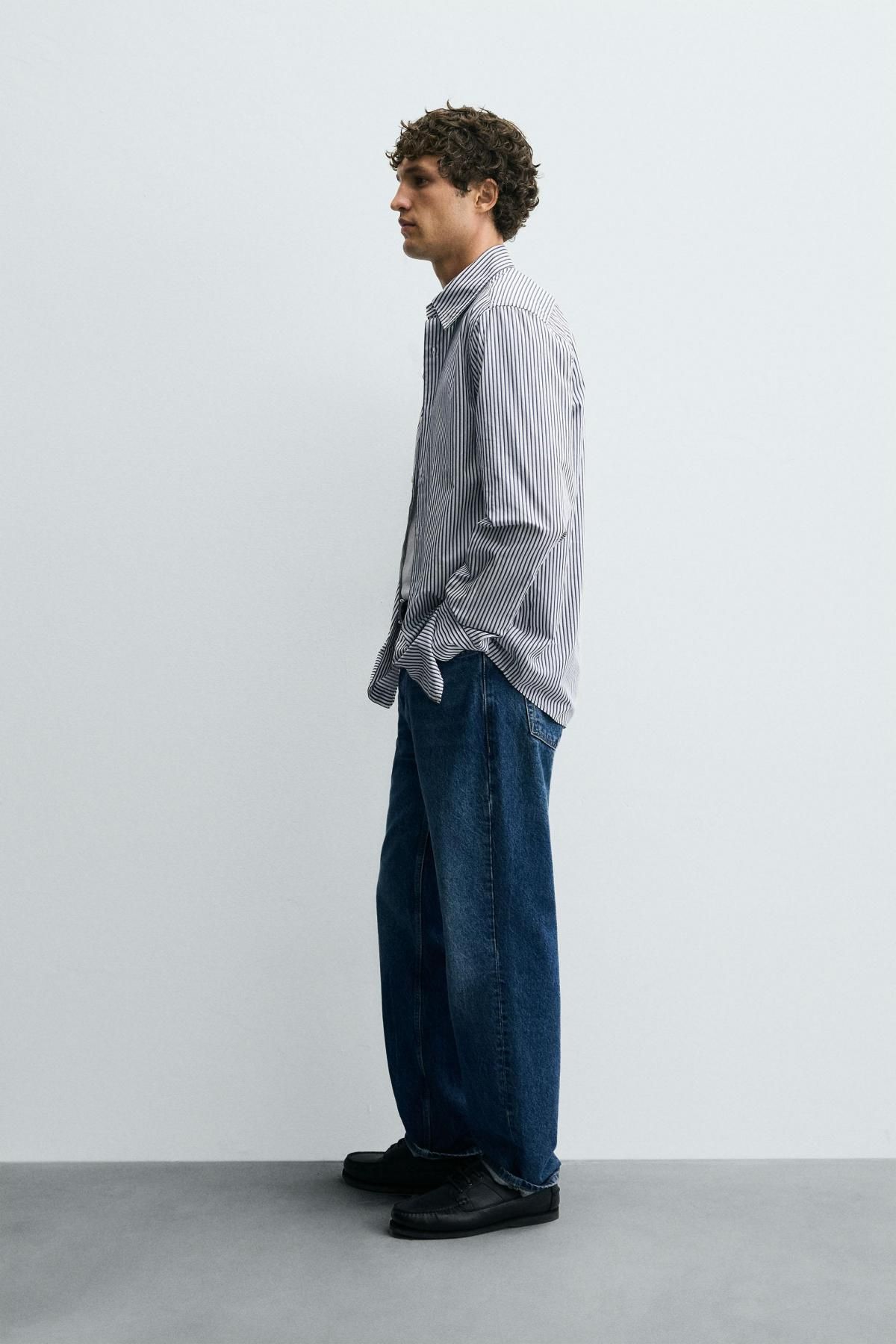 자라 스트라이프 레귤러핏 코튼 긴팔 셔츠 0975/524 DARK NAVY - 상세 이미지 5