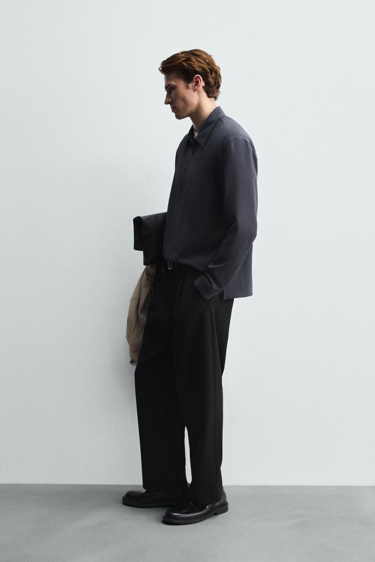 자라 테크니컬 비스코스 긴팔 폴로셔츠 7484/697 BLUE GREY - 상세 이미지 5