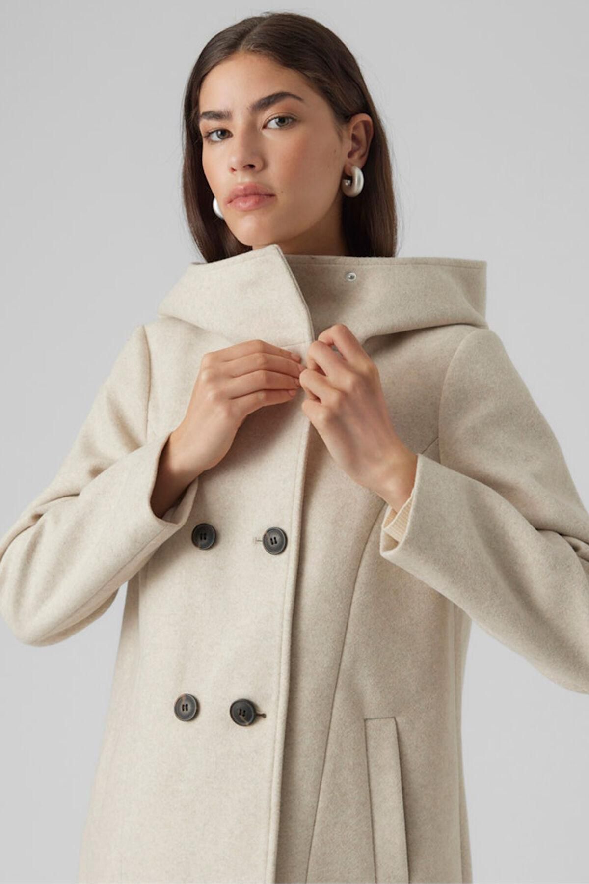 베로모다 트렌디 더블버튼 후드 울 코트 7930098 BEIGE - 상세 이미지 3
