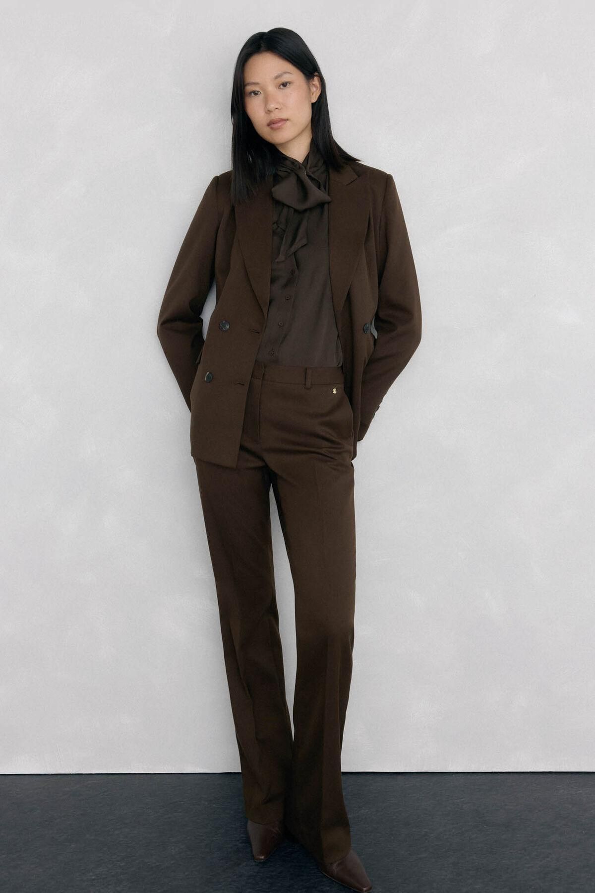 페드로 델 이에로 플레어 슬랙스 브라운 정장 팬츠 7602531 MARRON - 상세 이미지 2