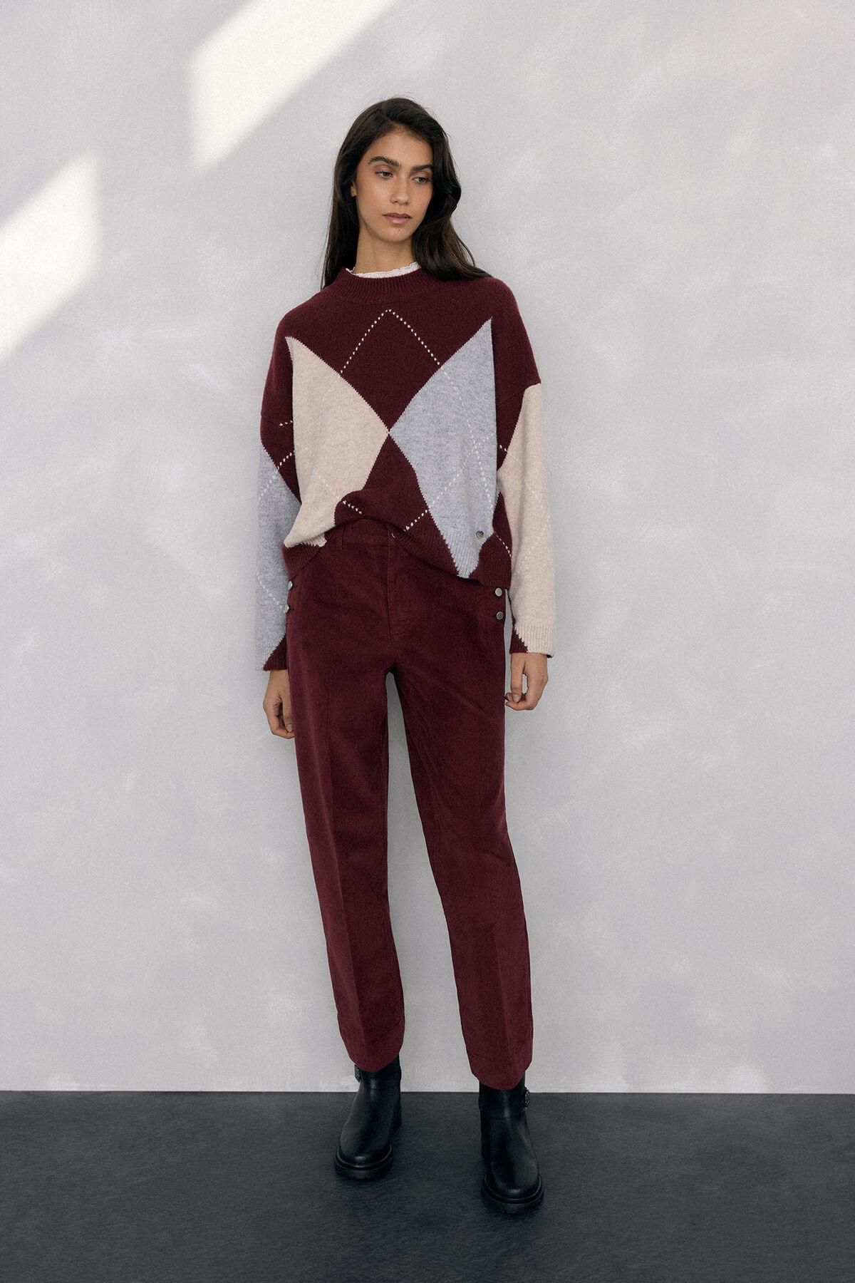 페드로 델 이에로 버건디 코듀로이 슬림 클래식 팬츠 7602525 BURDEOS - 상세 이미지 2