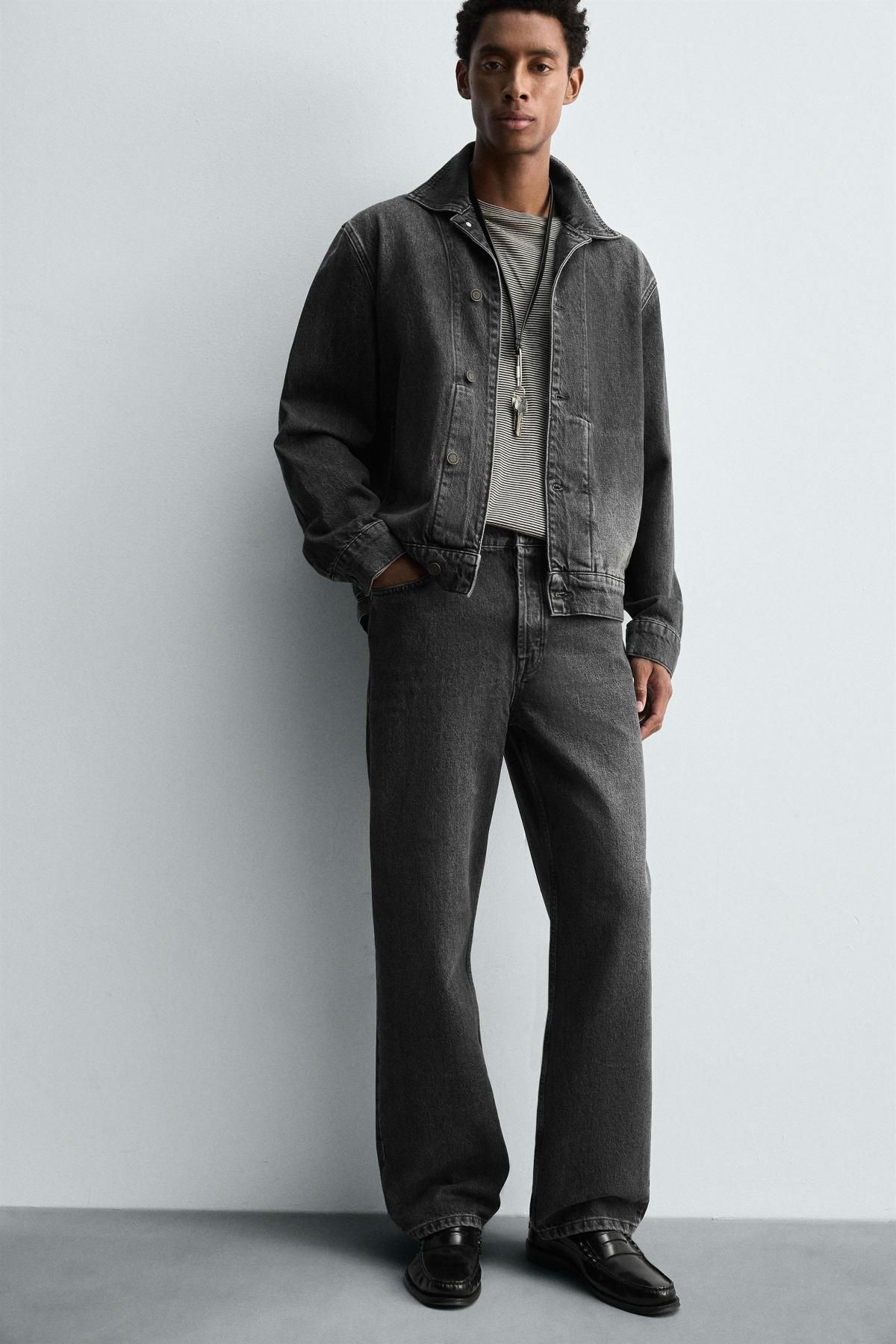 자라 테크니컬 스트레이트핏 블랙 데님 팬츠 3991/386 CHARCOAL - 상세 이미지 5
