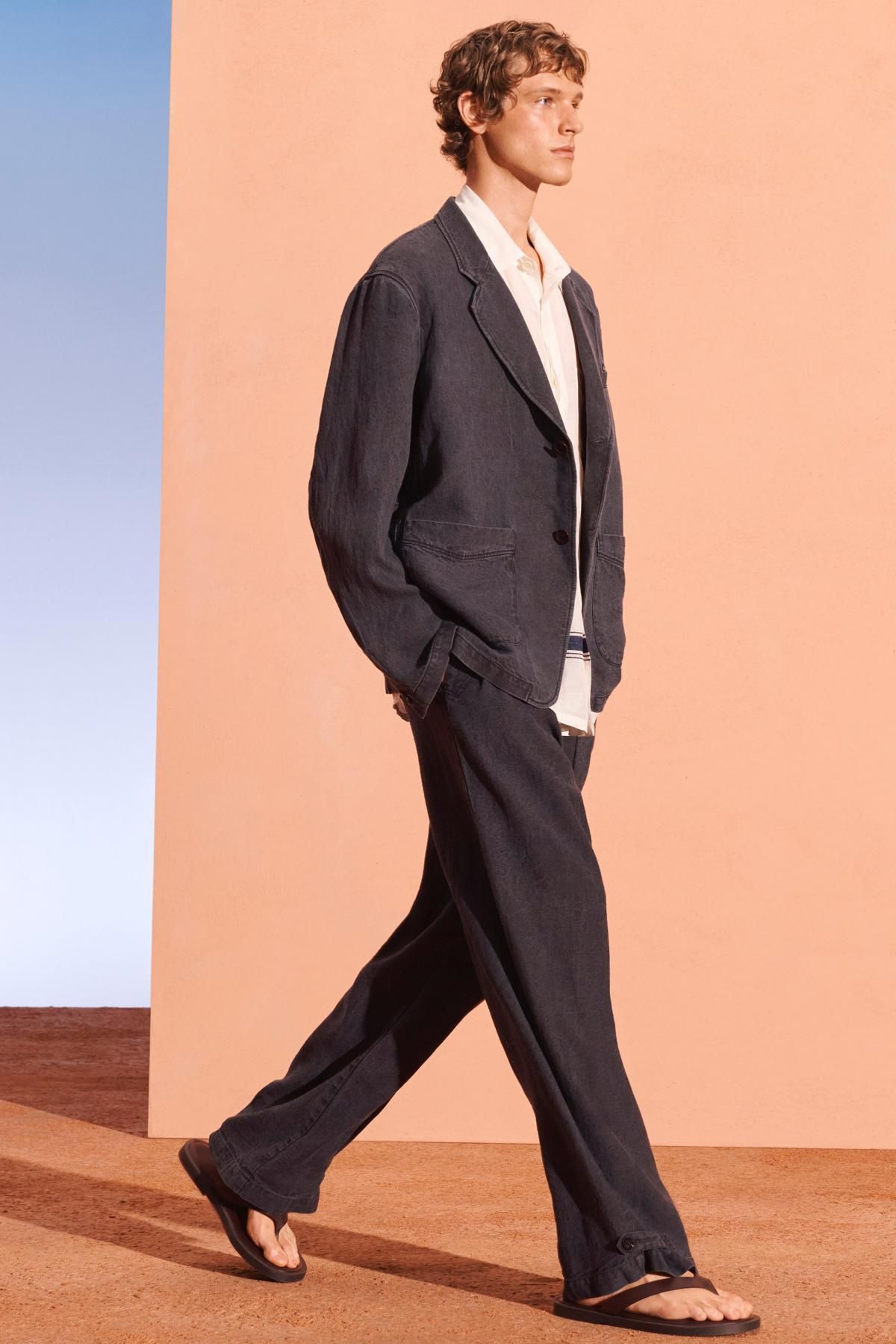 자라 린넨 블렌드 워시드 와이드 팬츠 5722/303 FADED BLUE - 상세 이미지 4