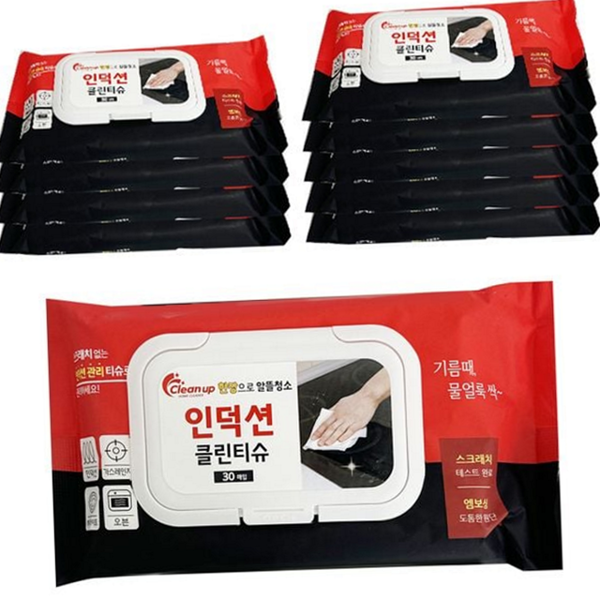 주방용 인덕션 클린 티슈 기름때 인덕션 청소 티슈 찌든때 세정 - 메인 이미지