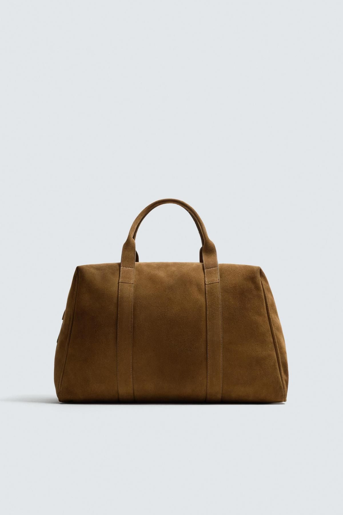 자라 프리미엄 스웨이드 레더 트래블백 3145/620 BROWN - 메인 이미지