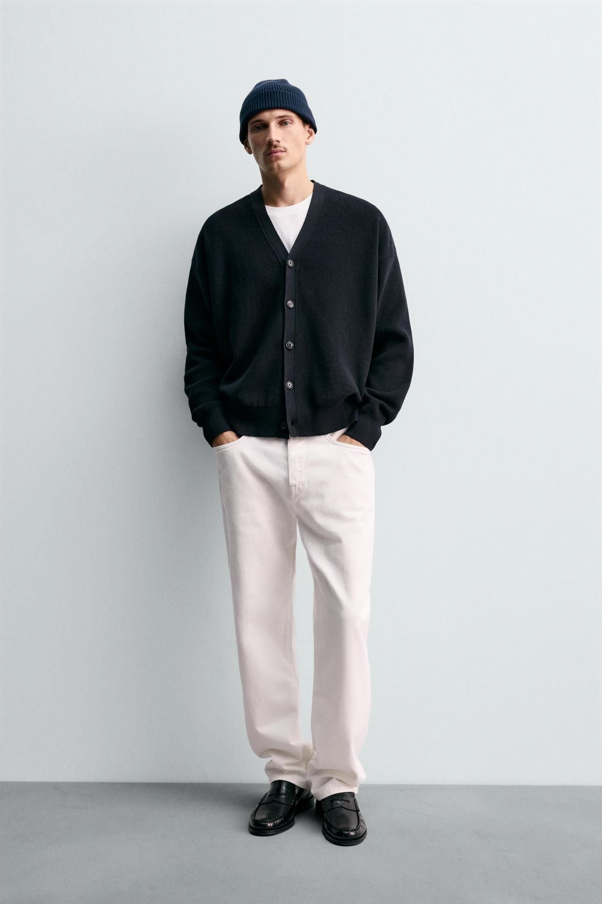 자라 미니멀 울혼방 레귤러핏 브이넥 가디건 2632/305 DARK NAVY - 상세 이미지 2