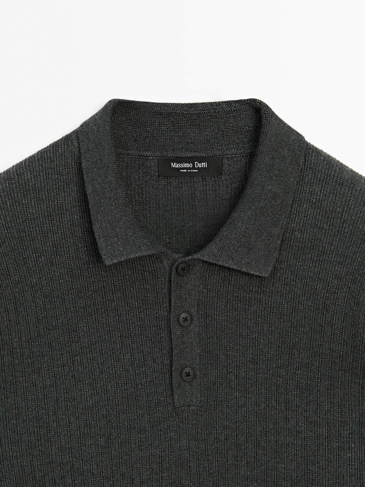 마시모두띠 테크니컬 코튼블렌드 긴팔 니트 폴로 스웨터 1009/206 MEDIUM GREY - 상세 이미지 5