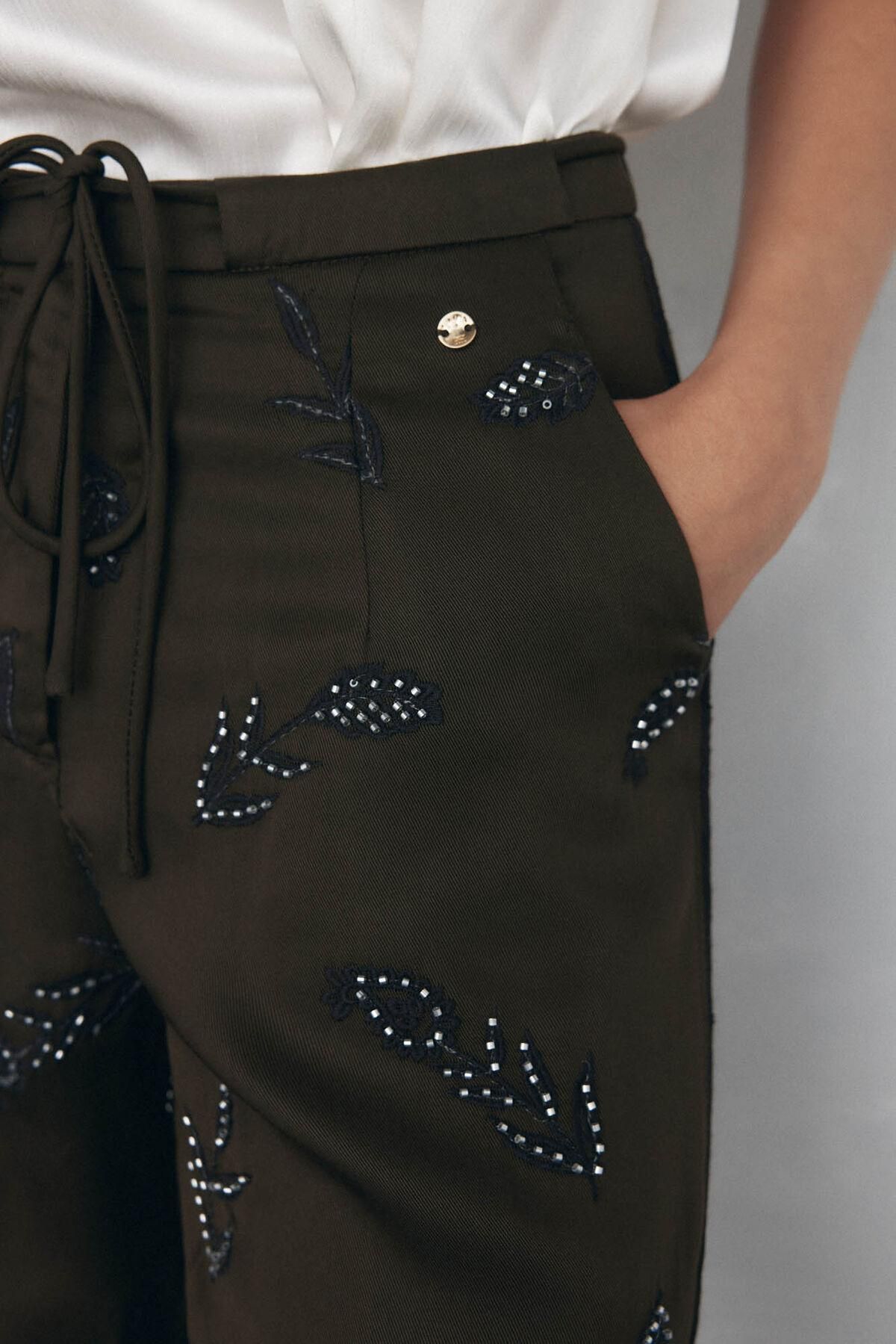 페드로 델 이에로 와이드 스트레이트핏 자수 팬츠 7602518 MARRON - 상세 이미지 3