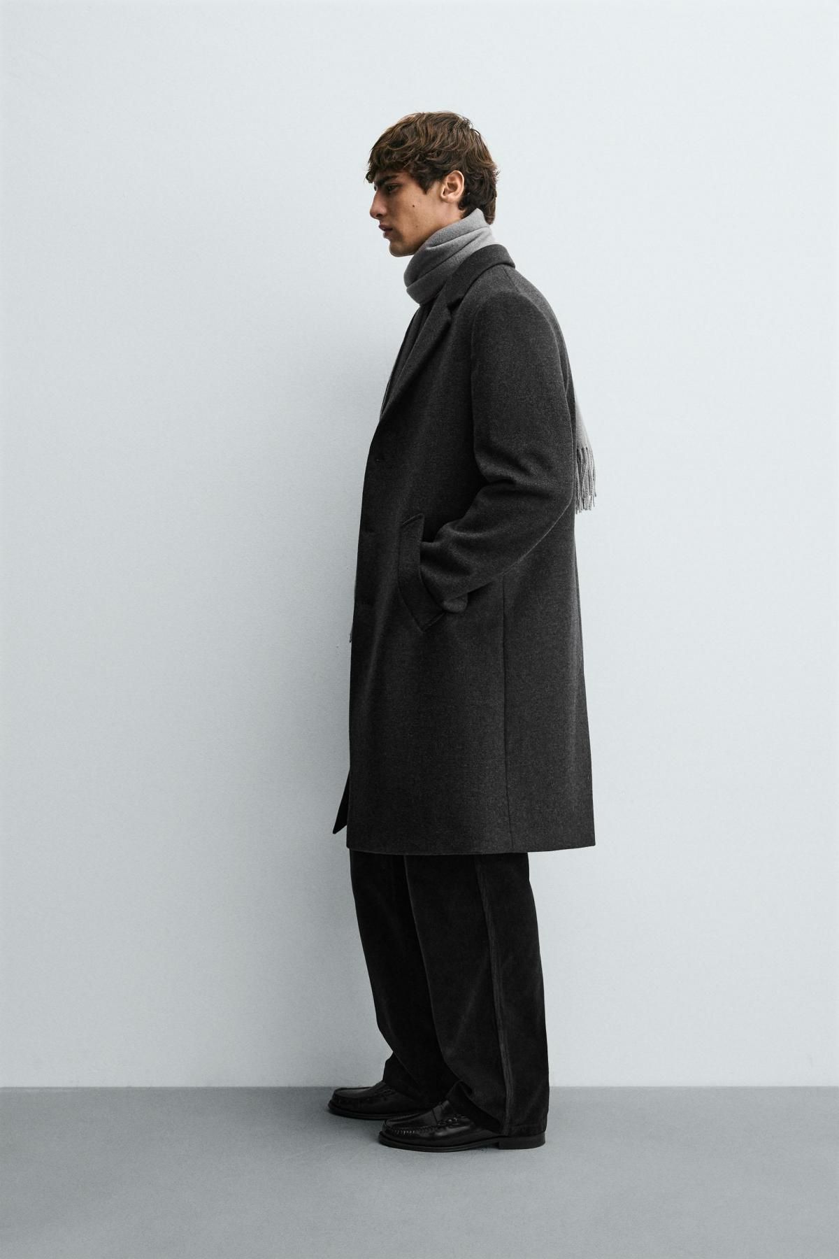 자라 울 캐시미어 싱글 코트 레귤러핏 2949/310 ANTHRACITE GREY - 상세 이미지 5