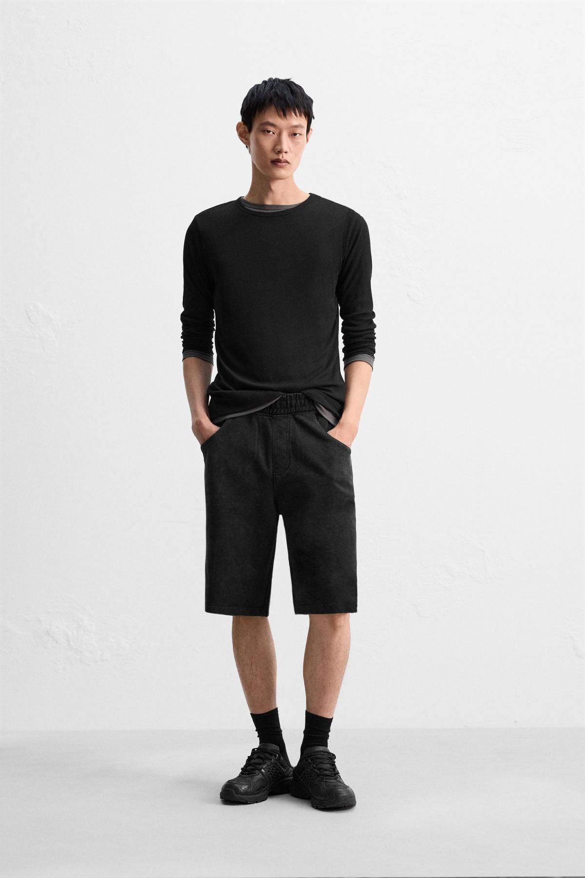 자라 베기핏 조거 밴딩 버뮤다 반바지 4729/999 DARK ANTHRACITE - 상세 이미지 2