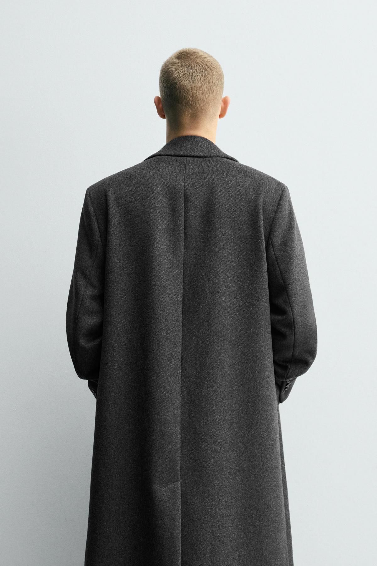 자라 울 블렌드 더블 코트 남성 오버핏 5854/304 GREY MARL - 상세 이미지 4