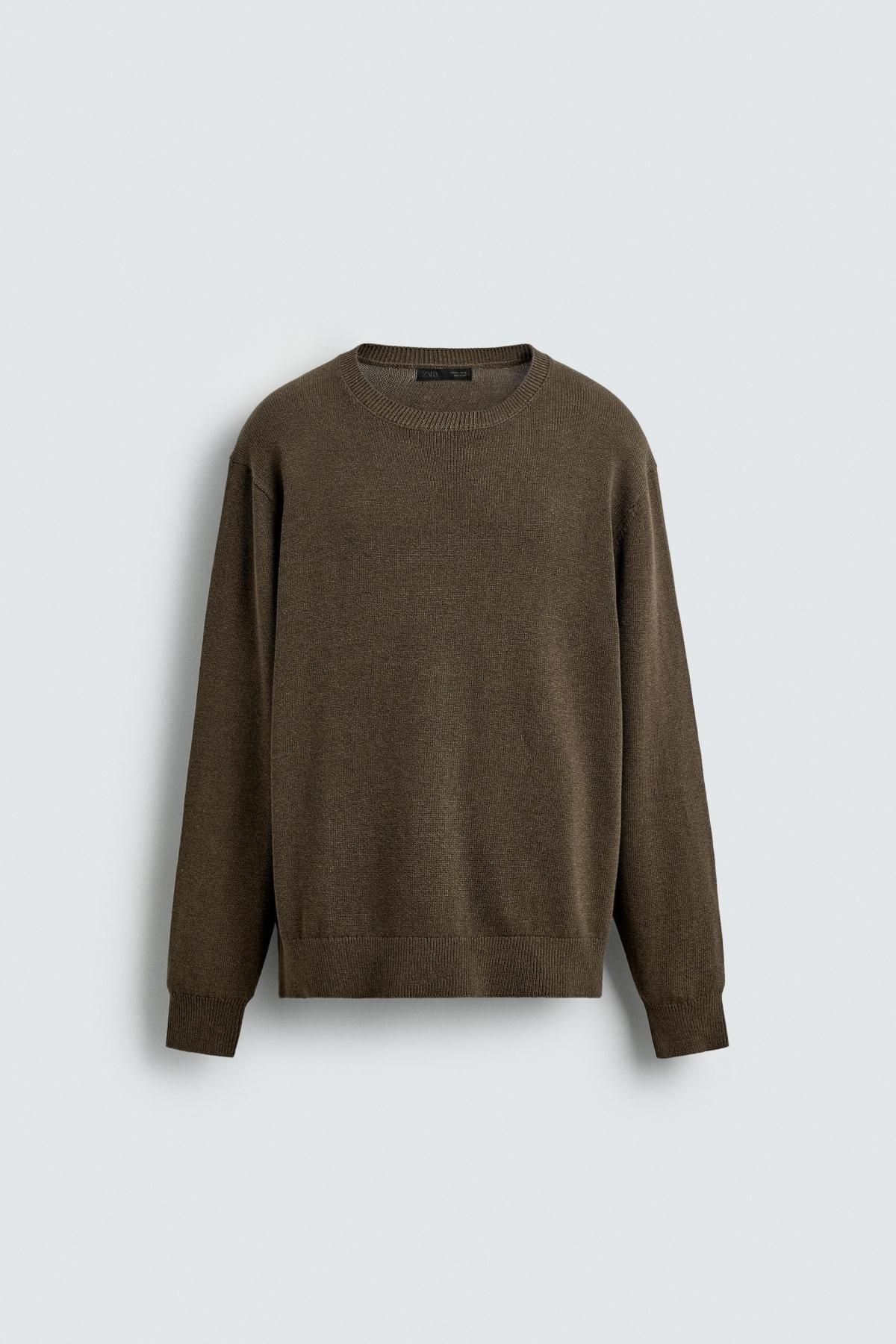 자라 브라운 트위스트 얀 텍스처 라운드 니트 스웨터 2893/308 DARK BROWN - 메인 이미지