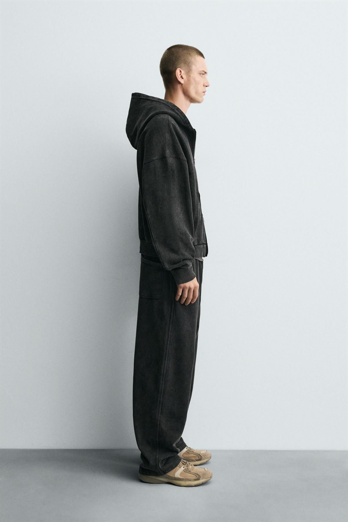 자라 워시드 테크니컬 오버핏 후드 집업 3443/334 DARK GREY - 상세 이미지 5
