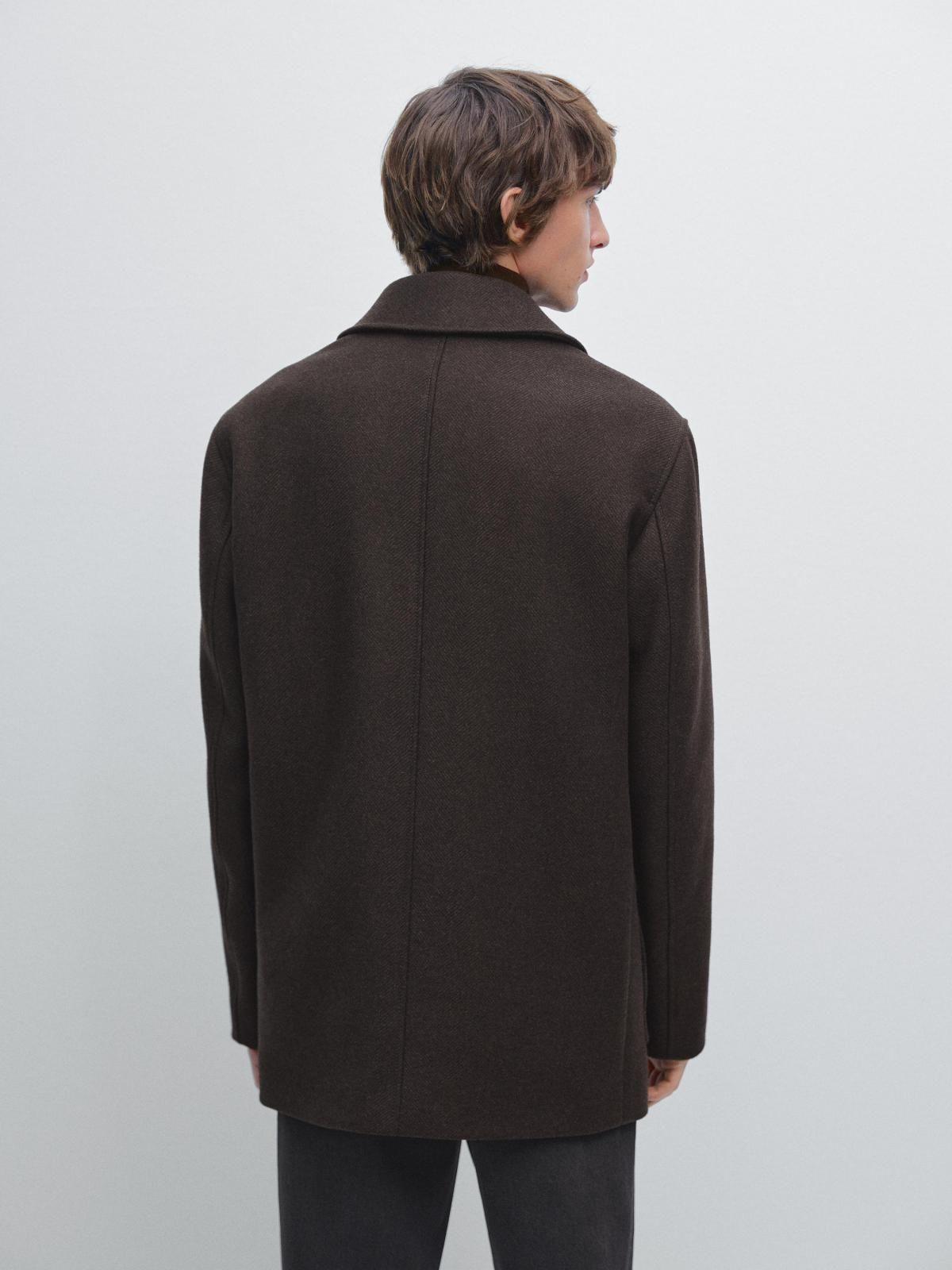 마시모두띠 클래식 헤링본 울블렌드 미디 싱글코트 2897/375 CHOCOLATE - 상세 이미지 4