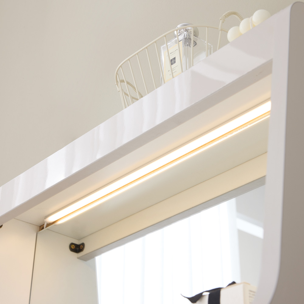 라시드 미니화장대 아일랜드 서랍 수납형 거울 LED 실버, 600x410x1271mm 이미지 6