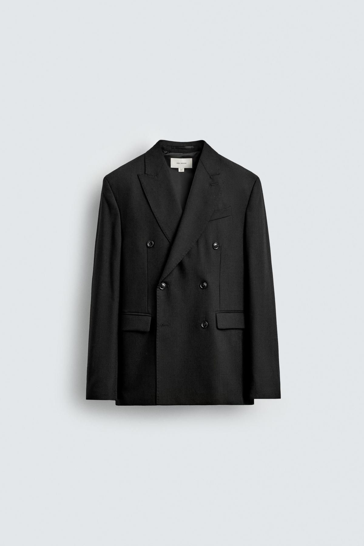 자라 프리미엄 울 더블브레스트 수트 블레이저 5704/506 BLACK - 메인 이미지