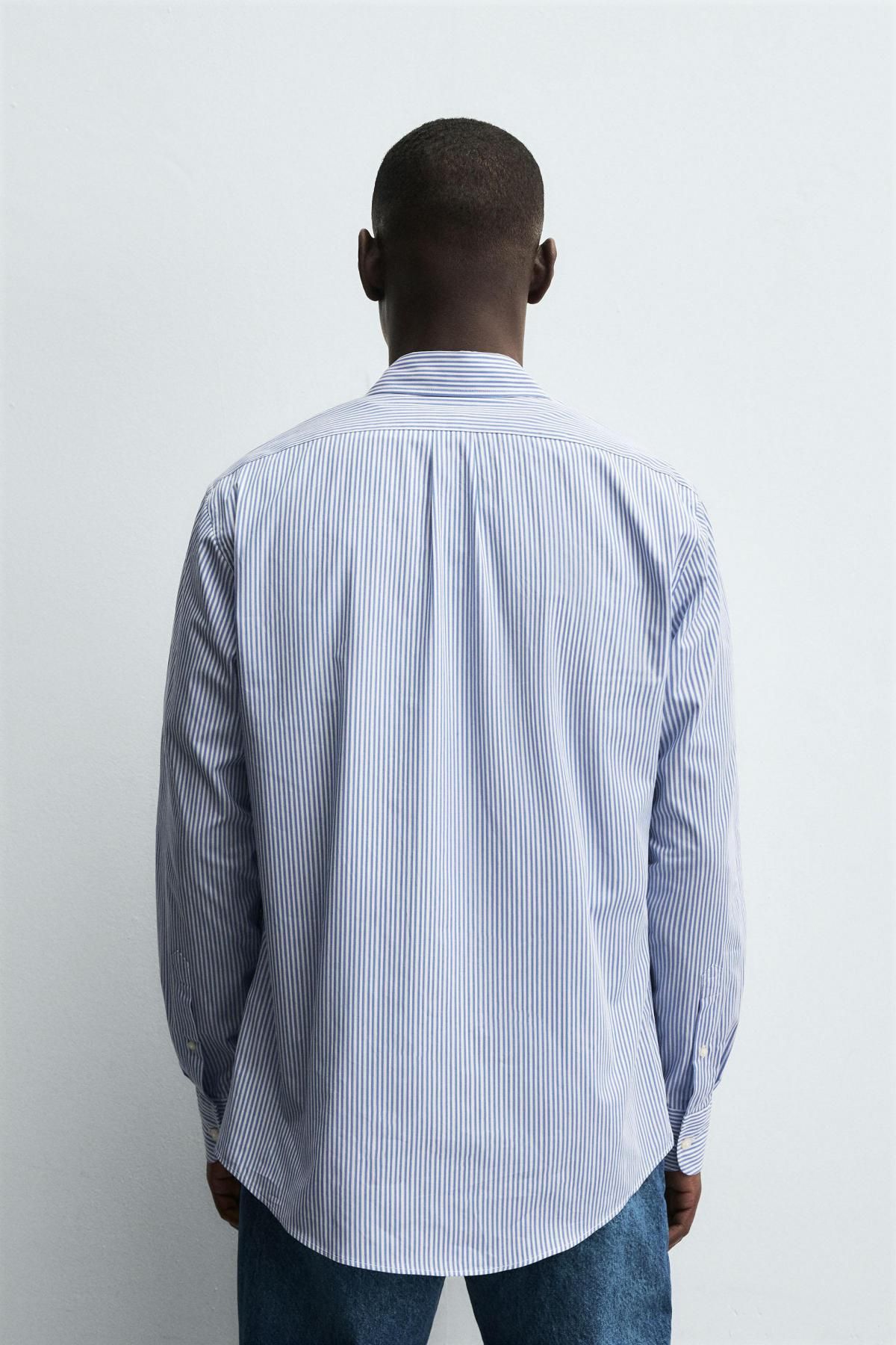자라 스트라이프 레귤러핏 코튼 긴팔 셔츠 7545/713 STRIPED - 상세 이미지 4