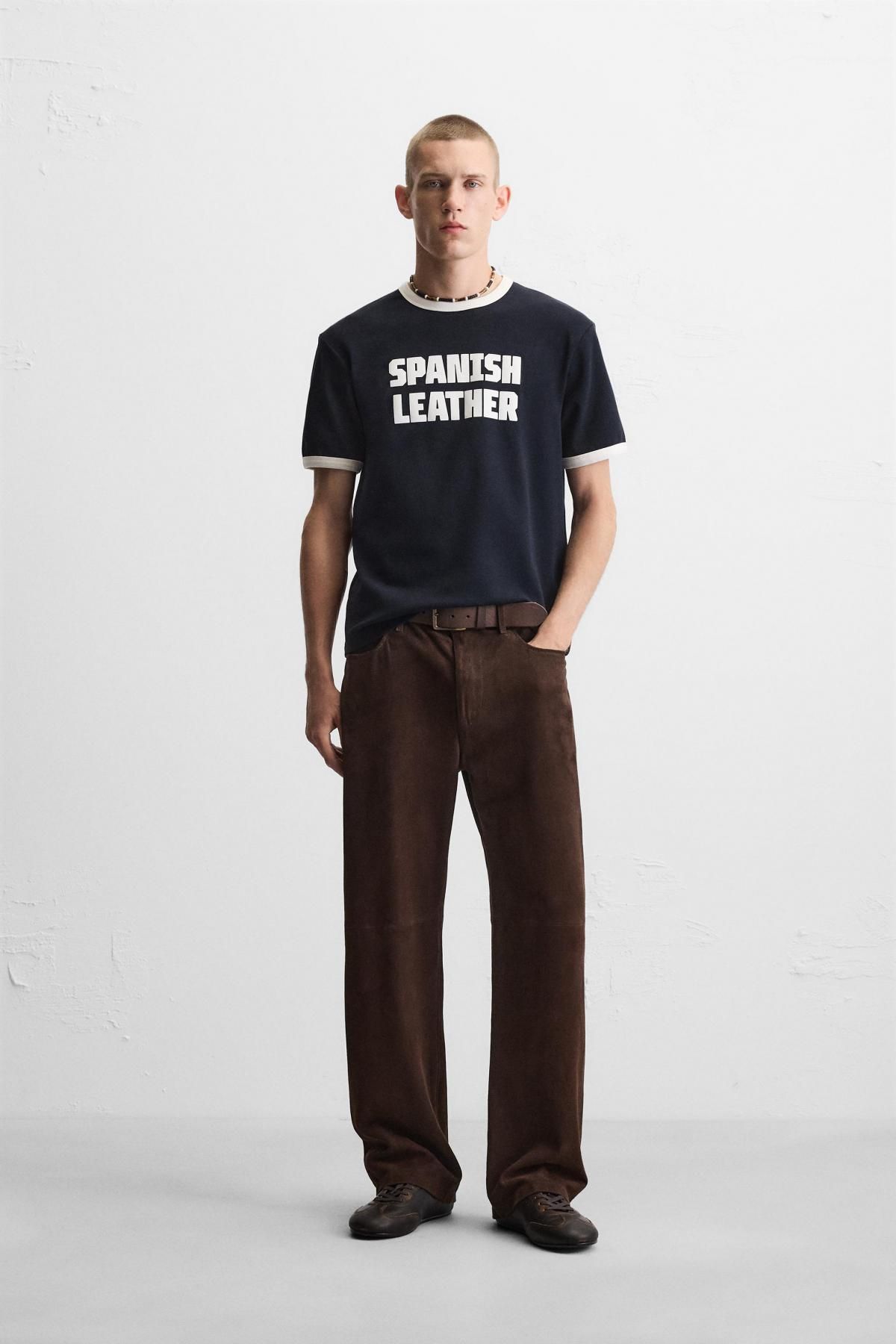 자라 캐주얼 배색 포인트 슬로건 반팔 티셔츠 6224/343 NAVY BLUE - 상세 이미지 2