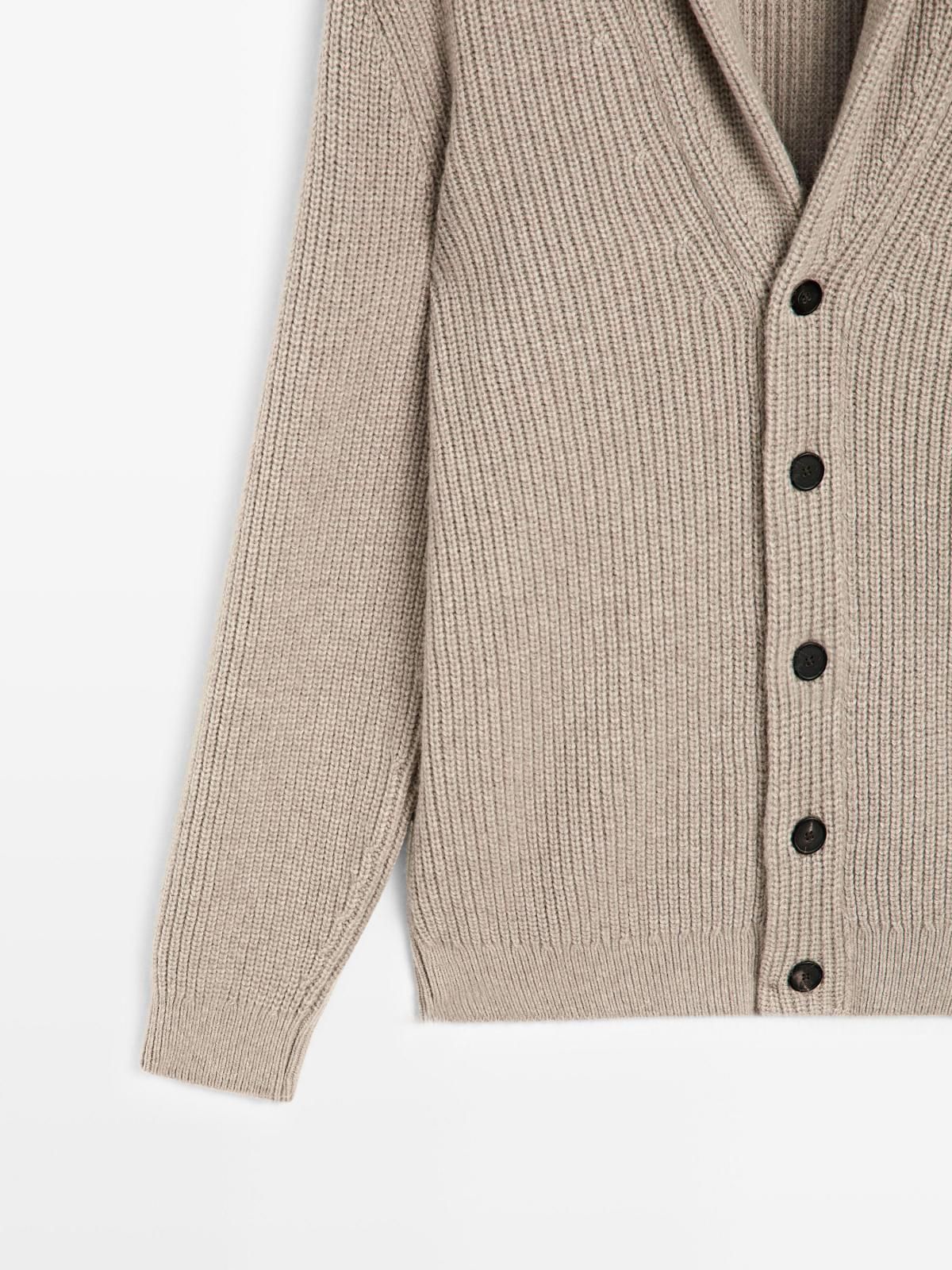 마시모두띠 울 블렌드 카라 니트 가디건 1126/247 BEIGE MARL - 상세 이미지 5