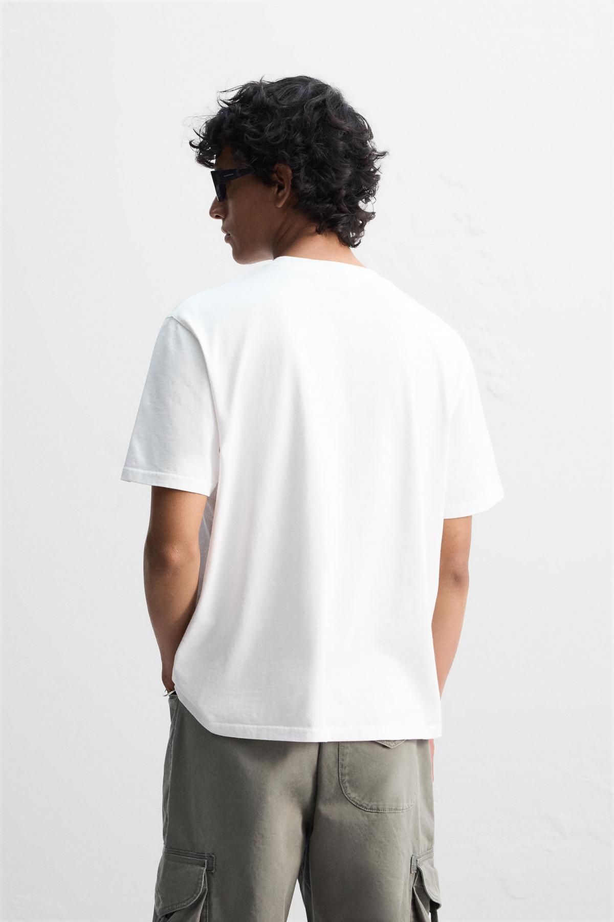 자라 슬림핏 미디엄 웨이트 티셔츠 1501/430 WHITE - 상세 이미지 4