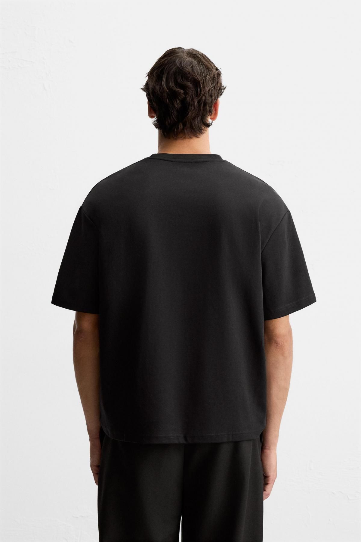 자라 오버핏 레터링 자수 반팔 티셔츠 5584/438 BLACK - 상세 이미지 4