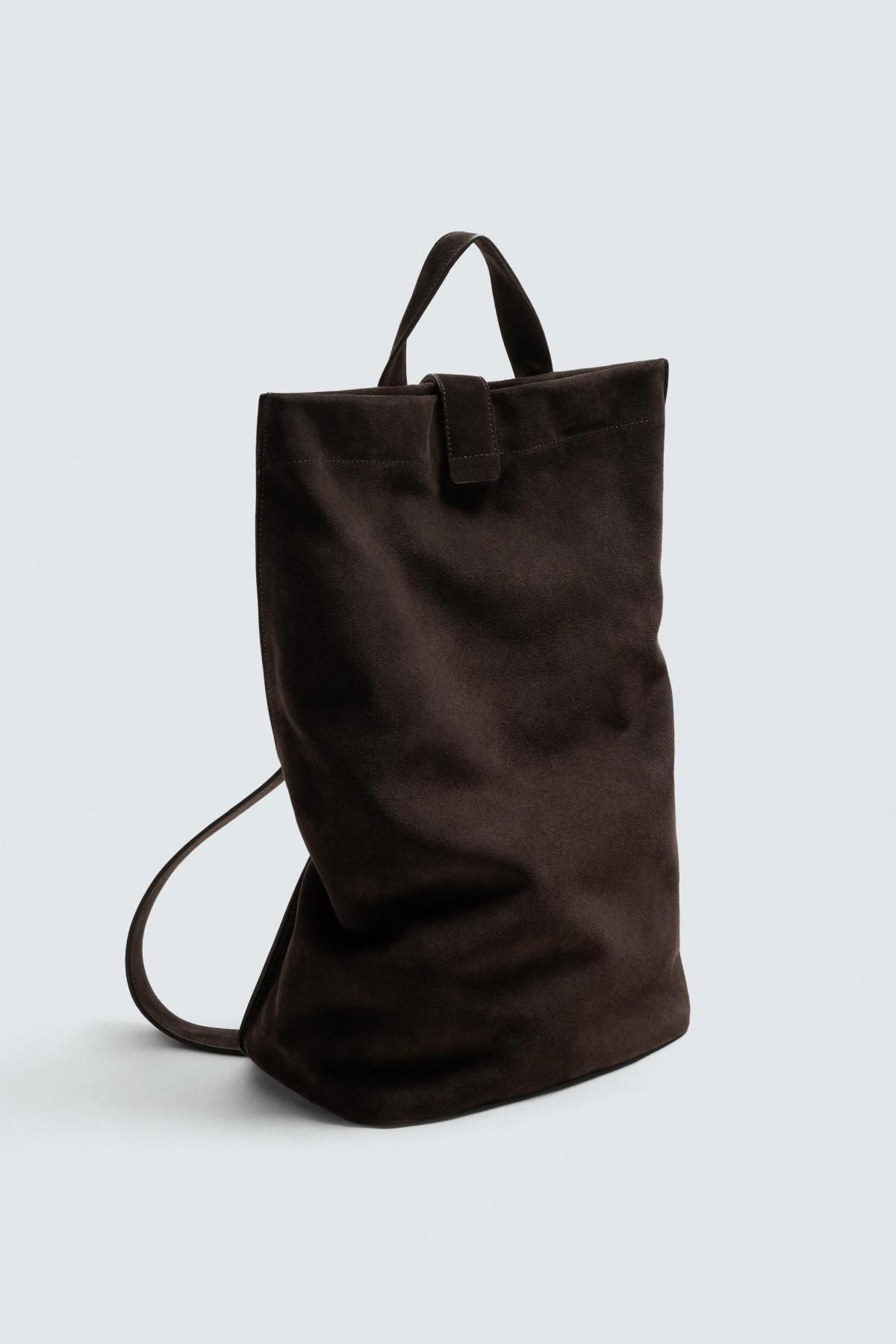 자라 프리미엄 스웨이드 레더 토트백 3268/620 BROWN - 상세 이미지 2