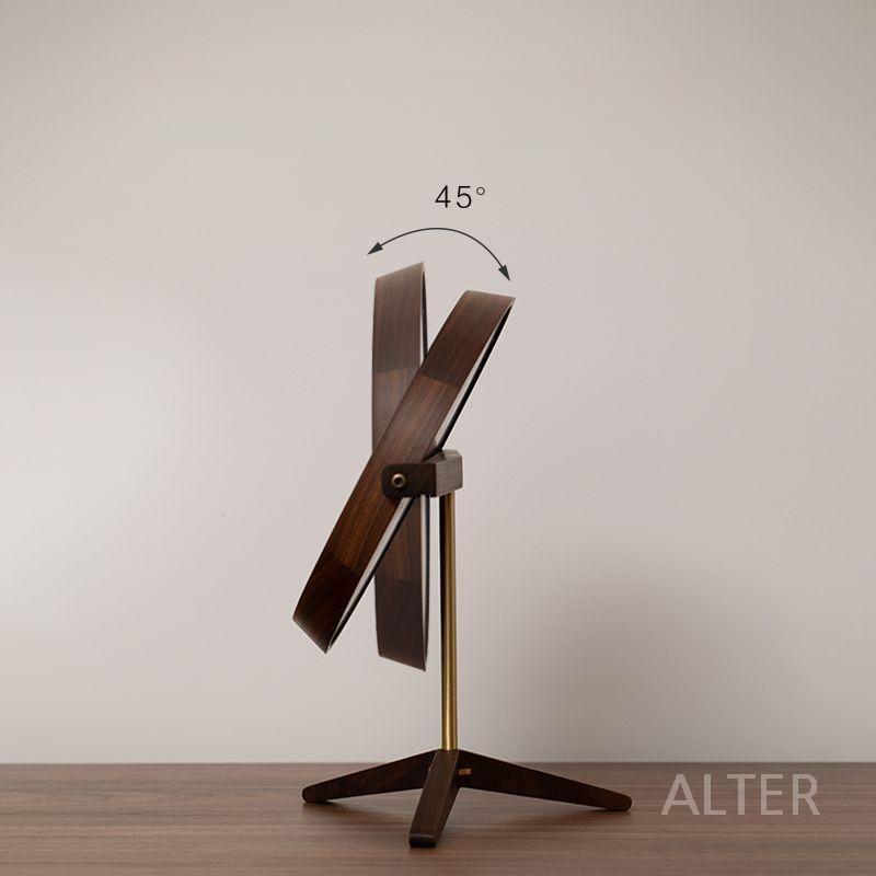 원형 포인트 탁상 거울 화장대 스탠딩 원목 거울+라이트 30cm - 상세 이미지 3