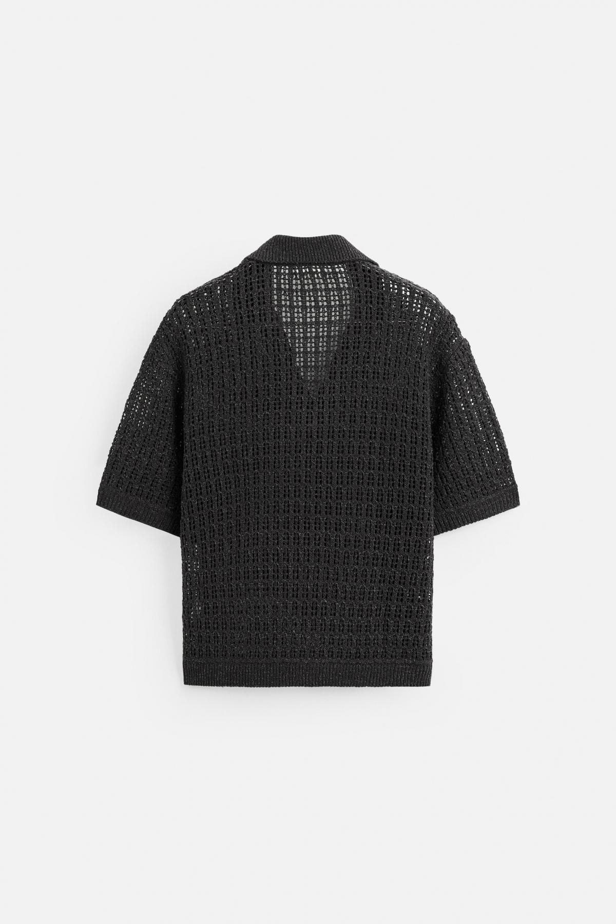 자라 오픈니트 반팔 폴로 셔츠 9598/306 CHARCOAL 이미지 8