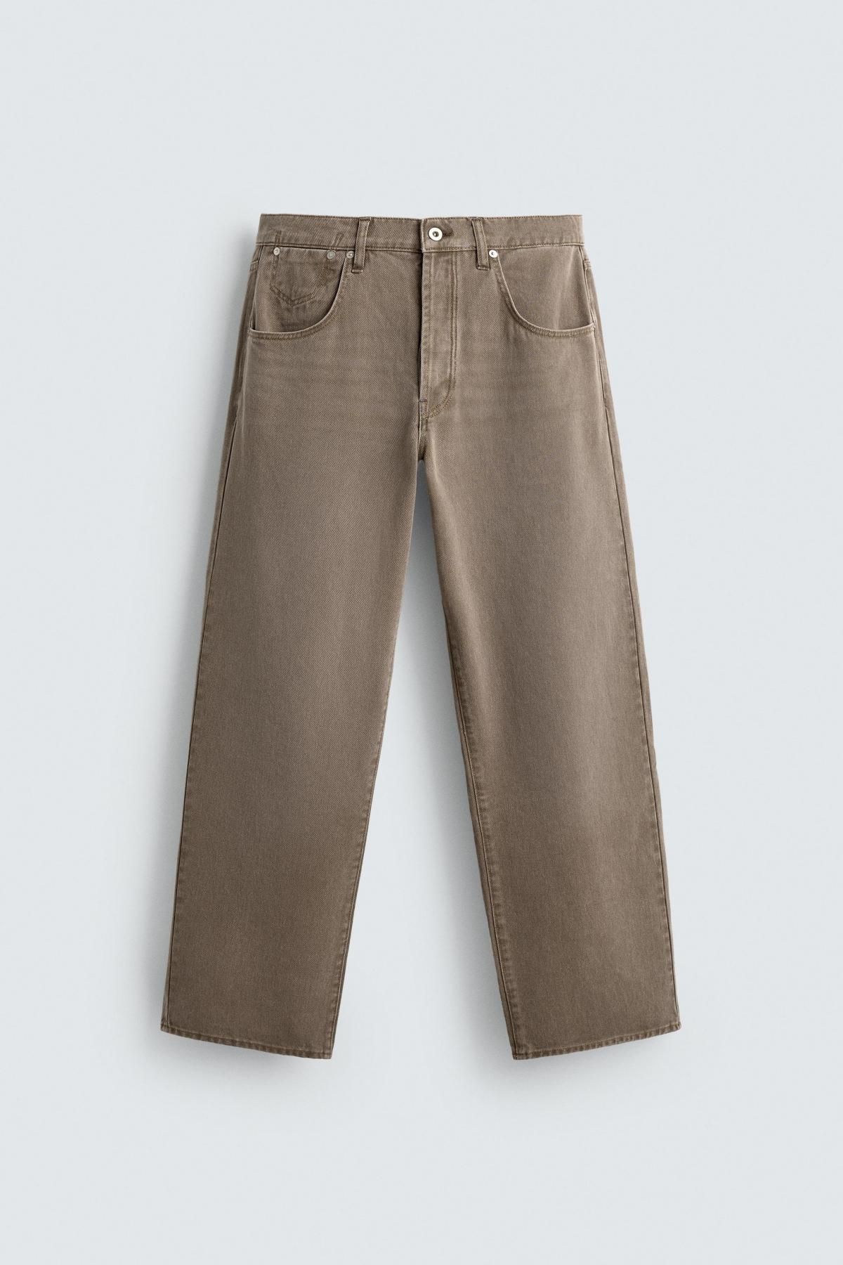 자라 와이드 배럴핏 코튼 데님 팬츠 3991/391 LIGHT BROWN 이미지 7