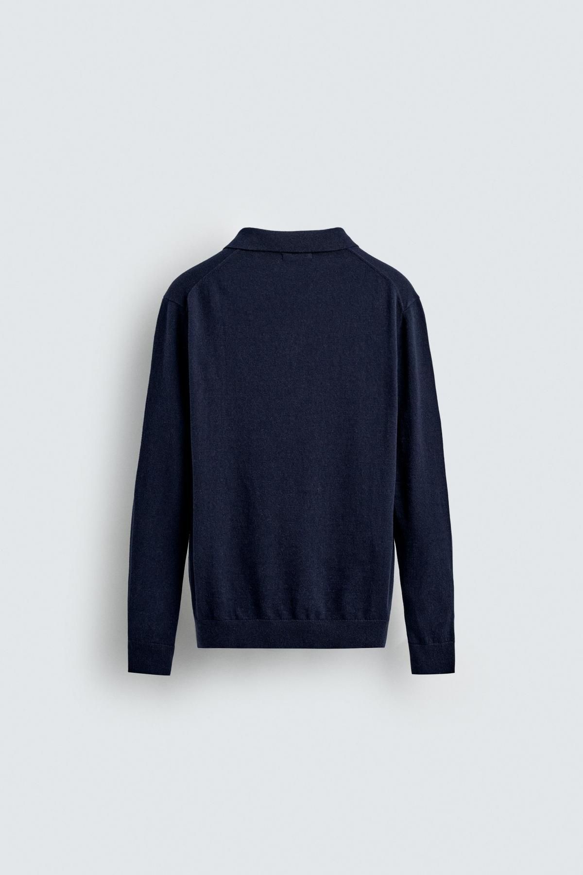 자라 테크니컬 텍스처 네이비 긴팔 니트 폴로셔츠 3920/573 NAVY BLUE 이미지 7