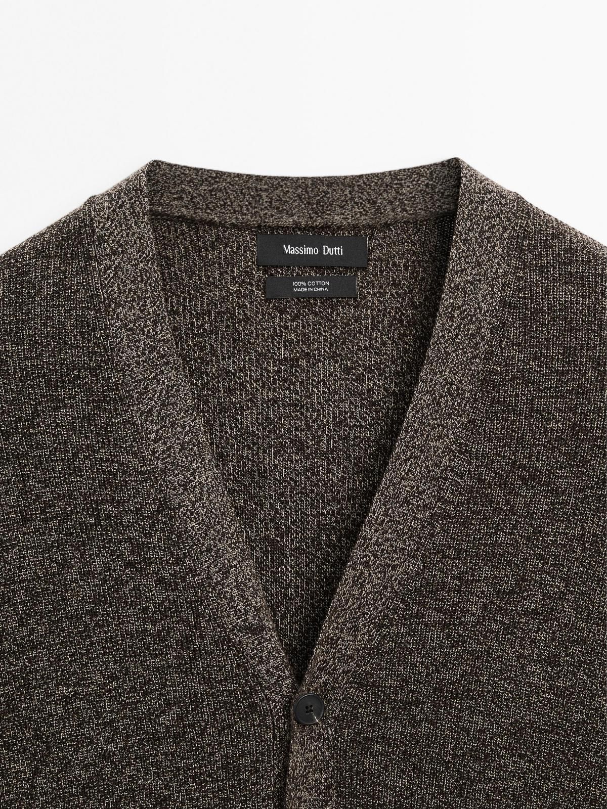 마시모두띠 코튼 브이넥 물리네 니트 카디건 0951/201 BROWN MARL - 상세 이미지 5
