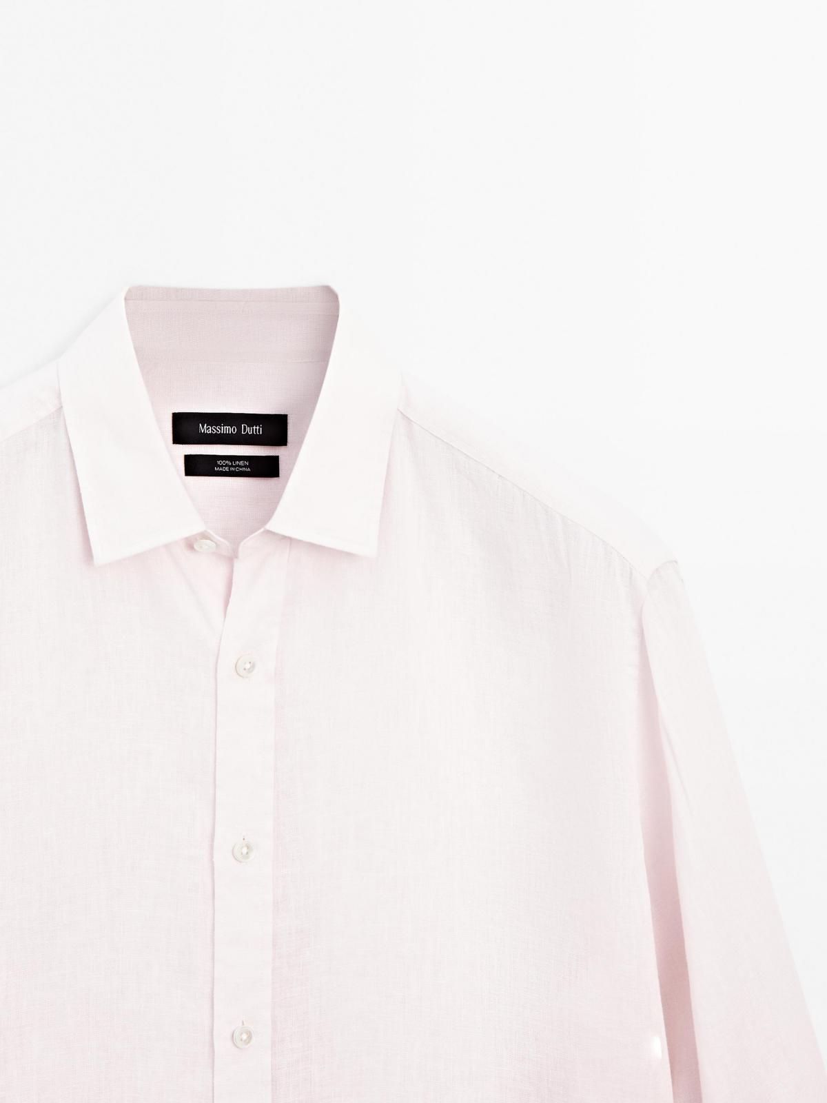 마시모두띠 리넨 클래식 레귤러핏 긴팔 셔츠 1717/267 PALE PINK - 상세 이미지 5