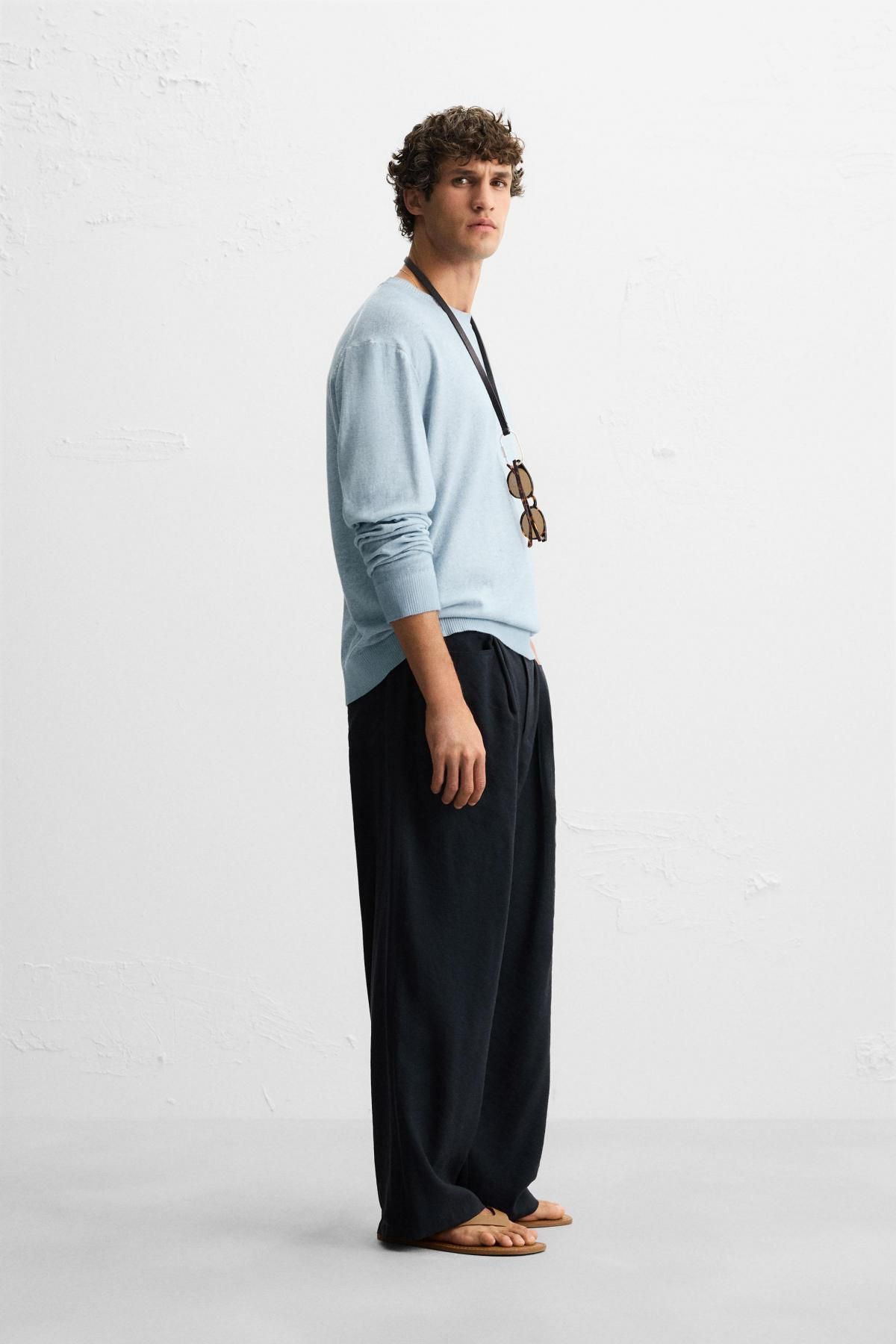 자라 워시드 라운드 니트 스웨터 7140/300 BLUISH - 상세 이미지 5