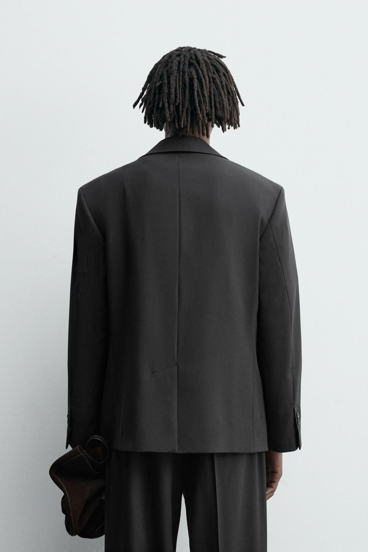 자라 울 블렌드 블랙 테일러드 블레이저 6607/791 BLACK - 상세 이미지 4