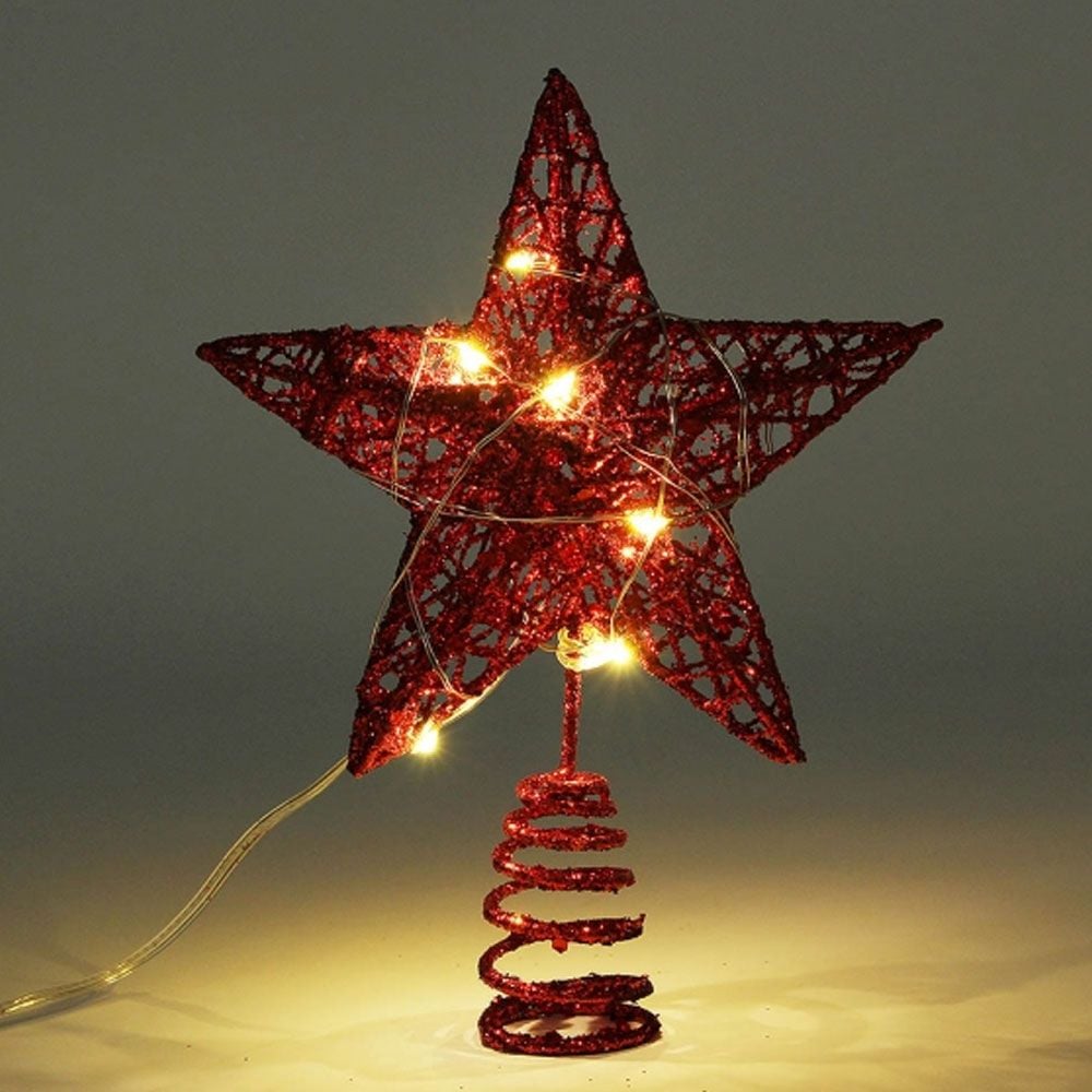 LED 레드 탑별 트리 꼭대기 장식 오너먼트 12X16cm - 상품 이미지