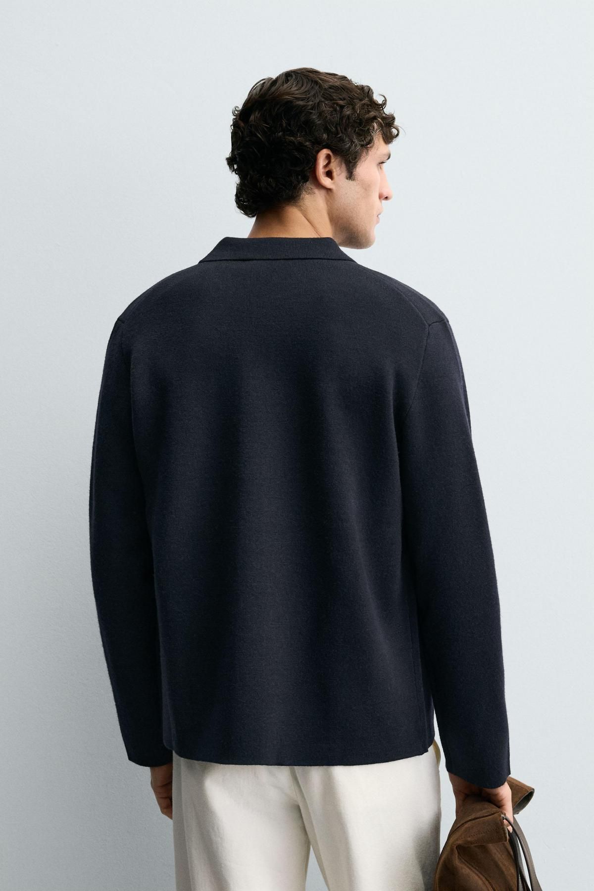 자라 텍스처 베이직 포켓 긴팔 가디건 5755/333 NAVY BLUE - 상세 이미지 4