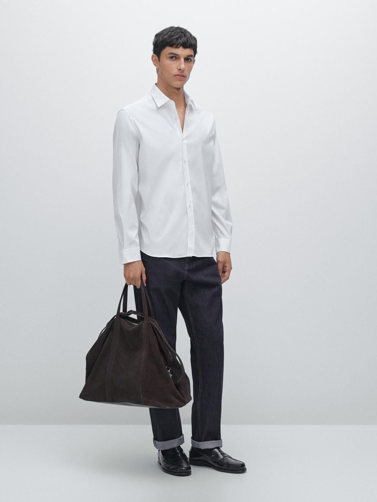 마시모두띠 테크니컬 슬림핏 스트레치 긴팔 셔츠 1741/281 WHITE - 상세 이미지 2