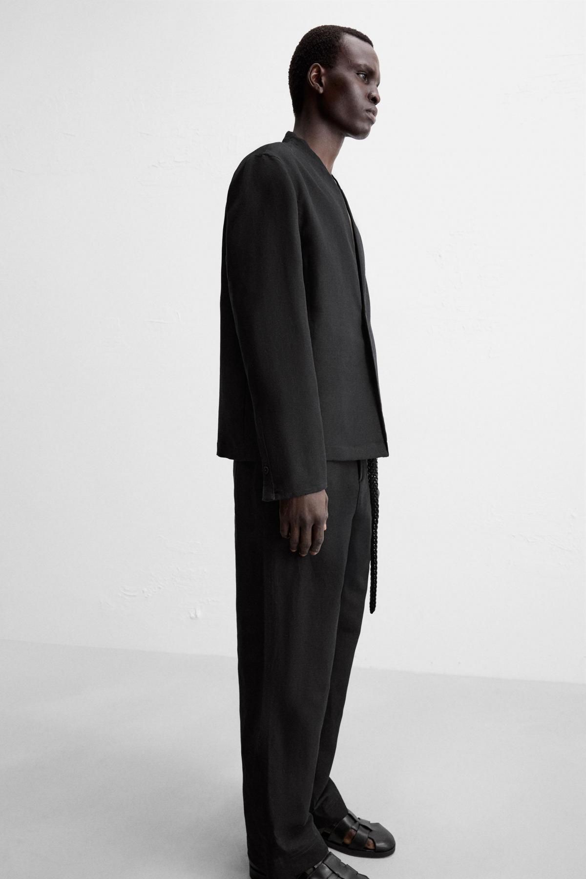 자라 블랙 릴렉스핏 코튼 리넨 수트 팬츠 5766/237 BLACK - 상세 이미지 5