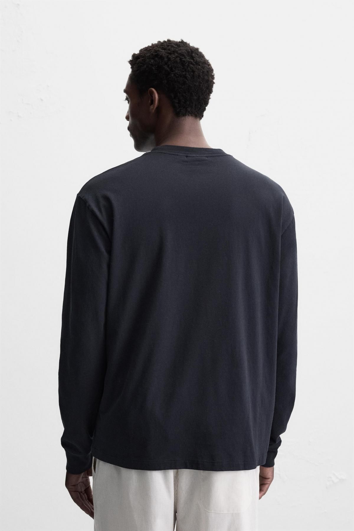 자라 미니멀 코튼 베이직 긴팔 티셔츠 4231/480 DARK NAVY - 상세 이미지 4