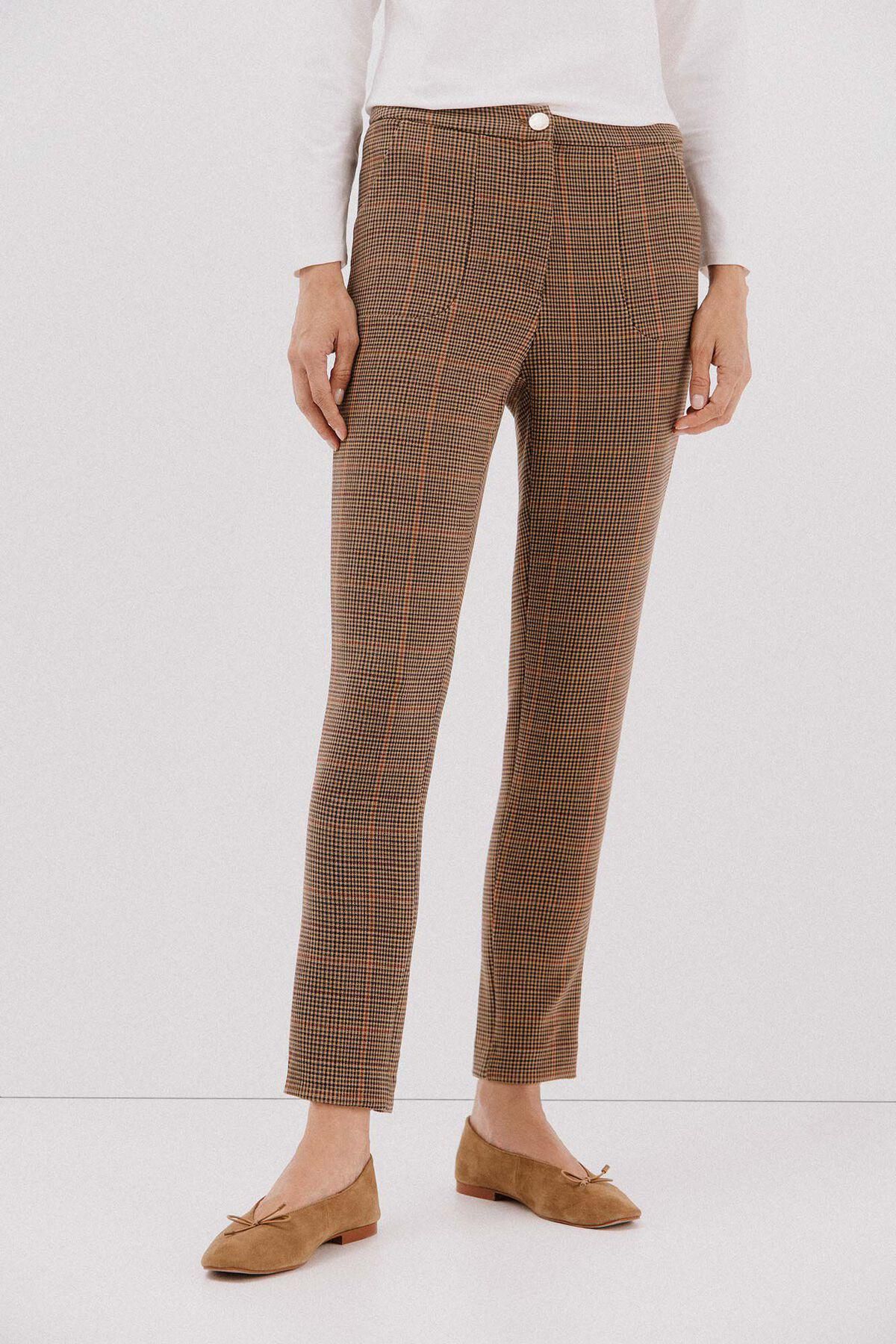꼬르떼피엘 체크 스트레치 컴포트 슬림 팬츠 8722324 ESTAMPADO MARRON - 상품 이미지