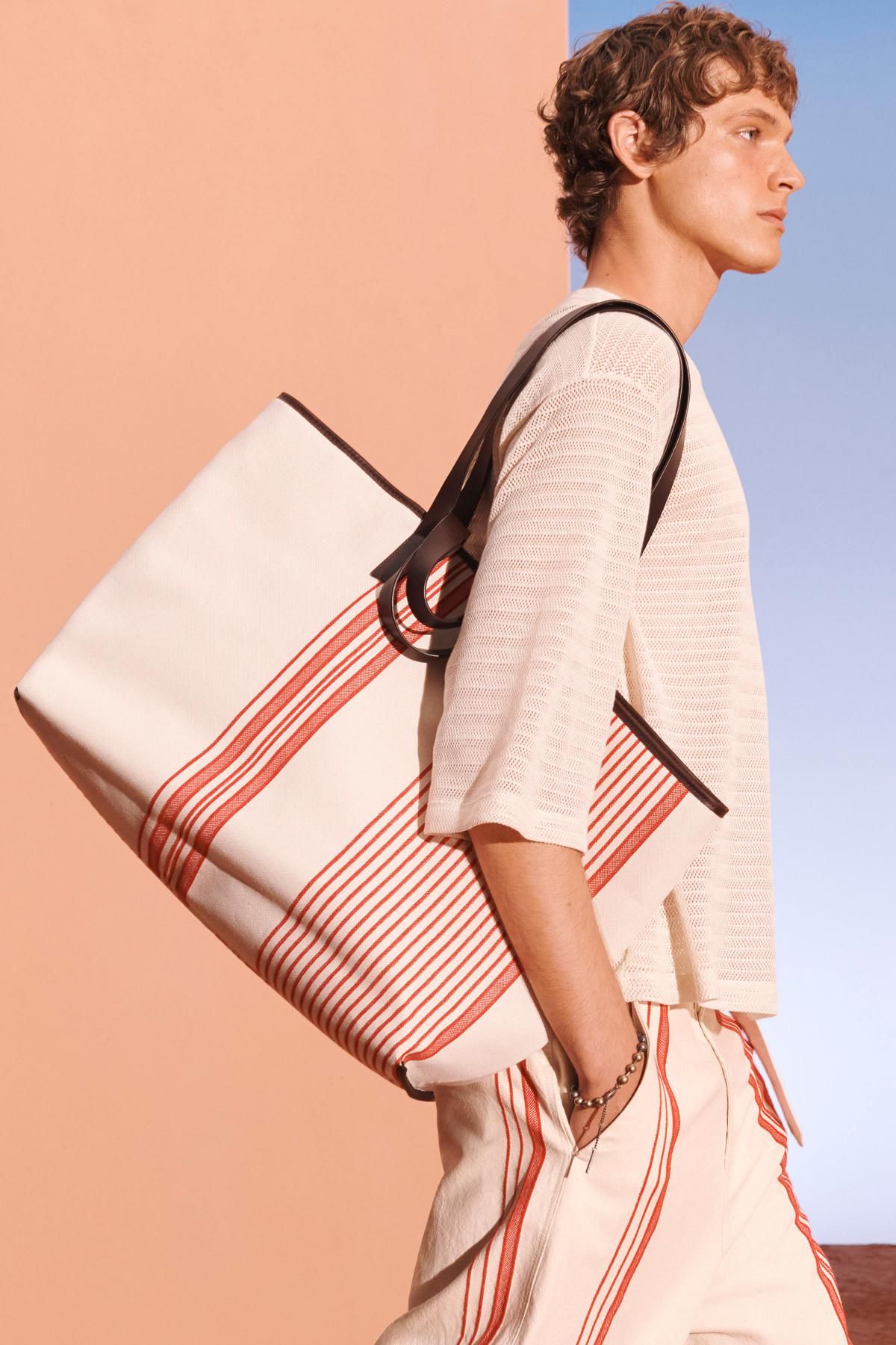 자라 스트라이프 와이드 코튼 팬츠 5718/305 ECRU / RED - 상세 이미지 5