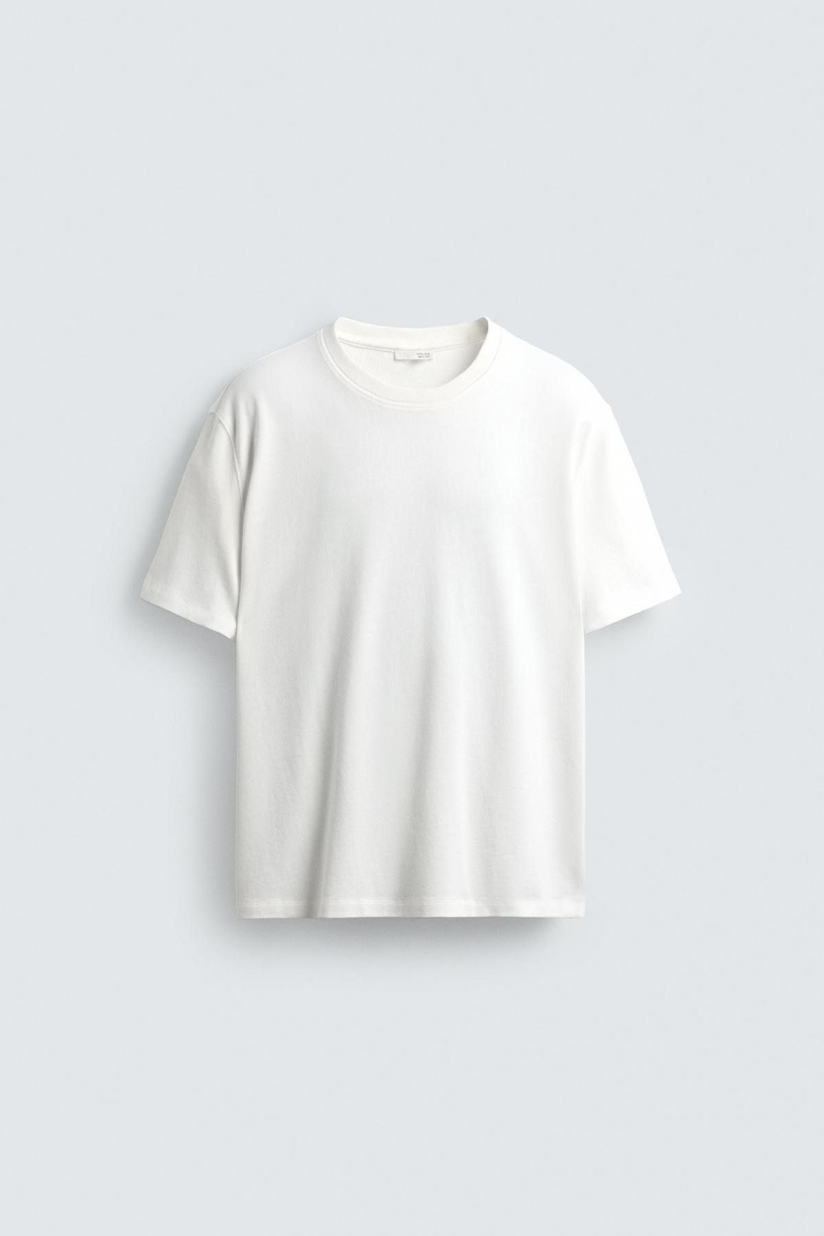 자라 크롭핏 컴팩트 코튼 반팔 티셔츠 4805/325 WHITE - 메인 이미지