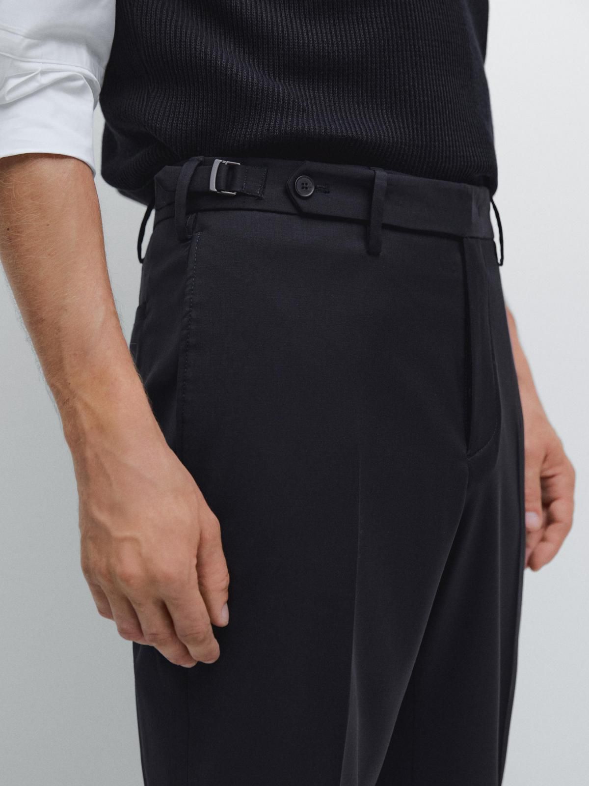 마시모두띠 울블렌드 테일러드 클래식 슬림핏 팬츠 0096/636 NAVY BLUE - 상세 이미지 4
