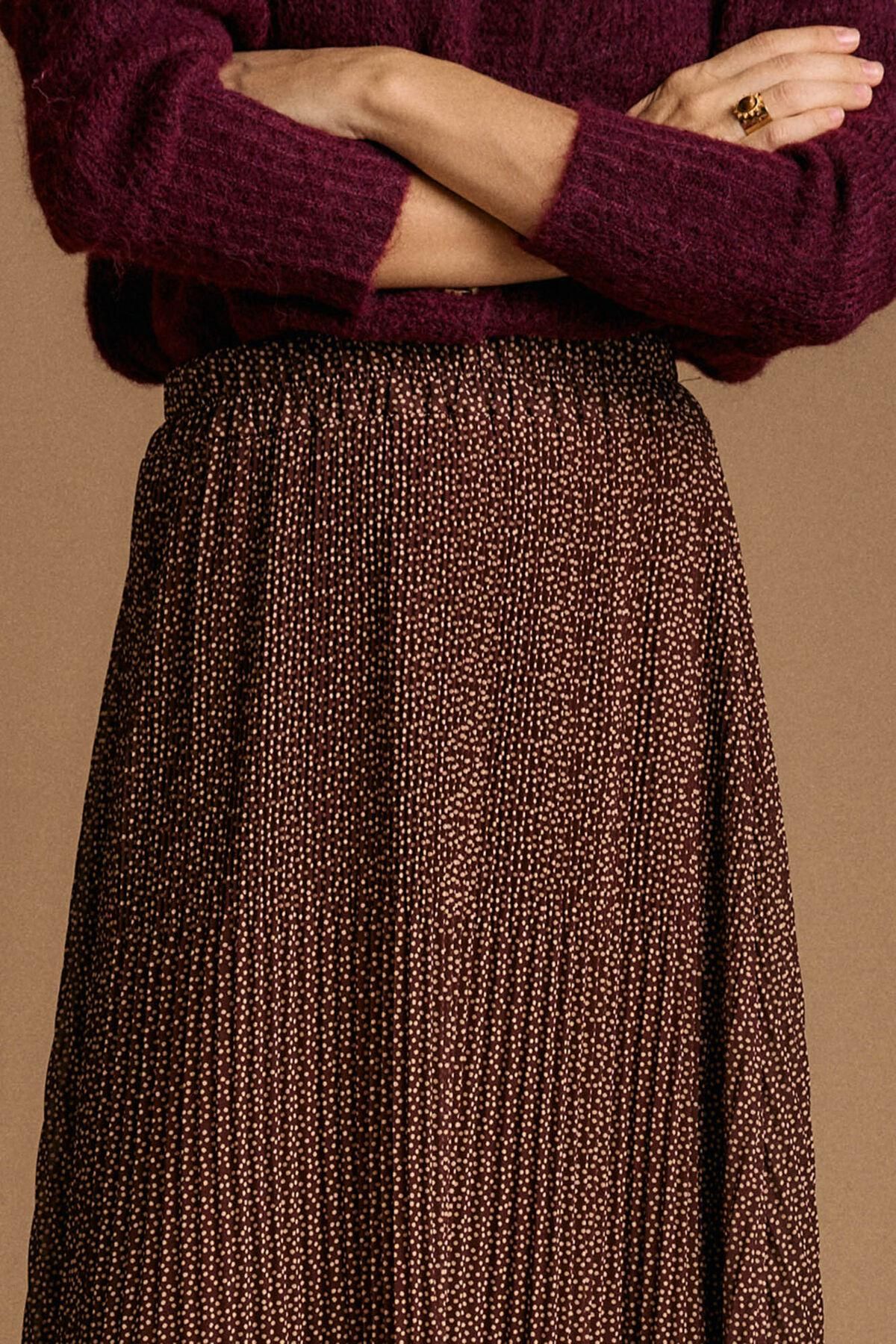 폴린에무아 플리츠 롱 스커트 초콜릿 브라운 패턴 5722739 MARRON OSCURO - 상세 이미지 3